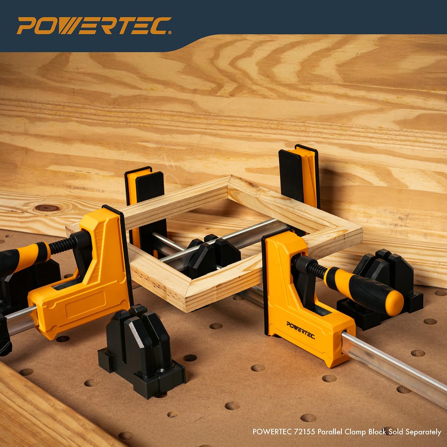 POWERTEC 72232-P2 36-Inch Parallel Clamps for Woodworking | 90 Degree Heavy Duty Steel Bar Jaw Clamp Spreader Tool, 4PK