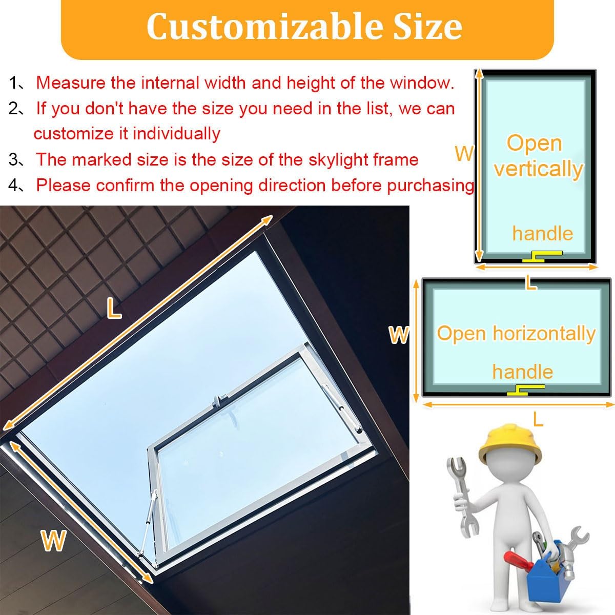 Skylights & Roof Windows, Sloped Flat Roof Skylight Cover Attic Sun Room Underground Lighting Well Window, Aluminum Alloy Frame And Double-layer Insulating Glass, for Attic/Sun Room(Gray,LxW 50x50cm/1