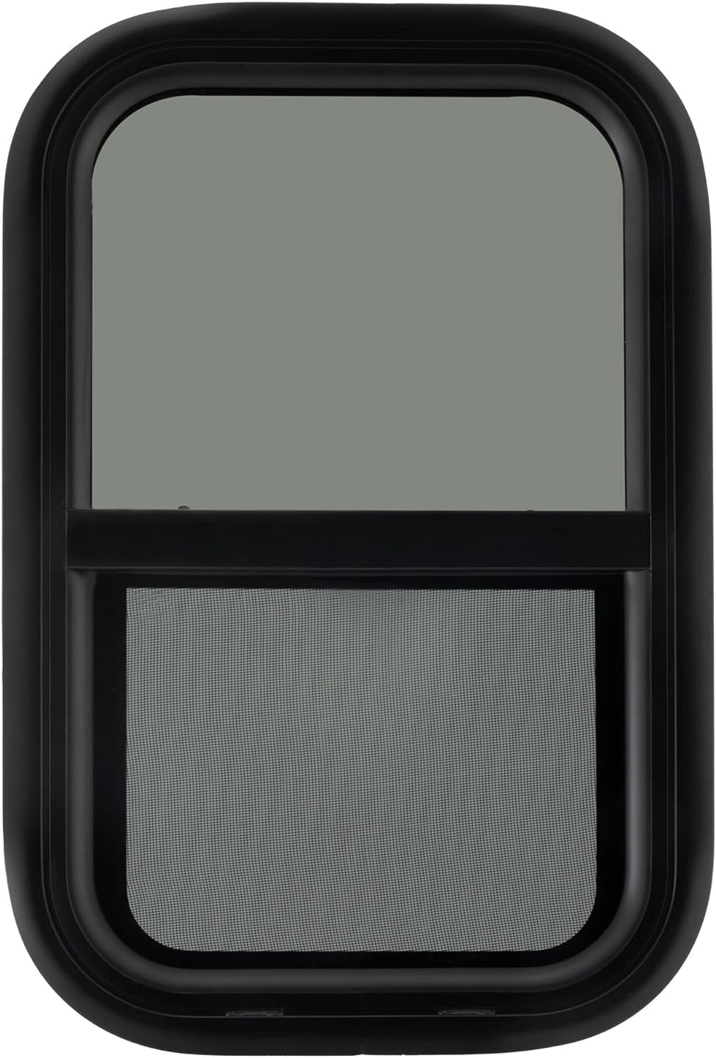 RecPro RV Window Replacement | Teardrop Style | 14inW x 22inH | Vertical Sliding | Black | Model RP-WIN