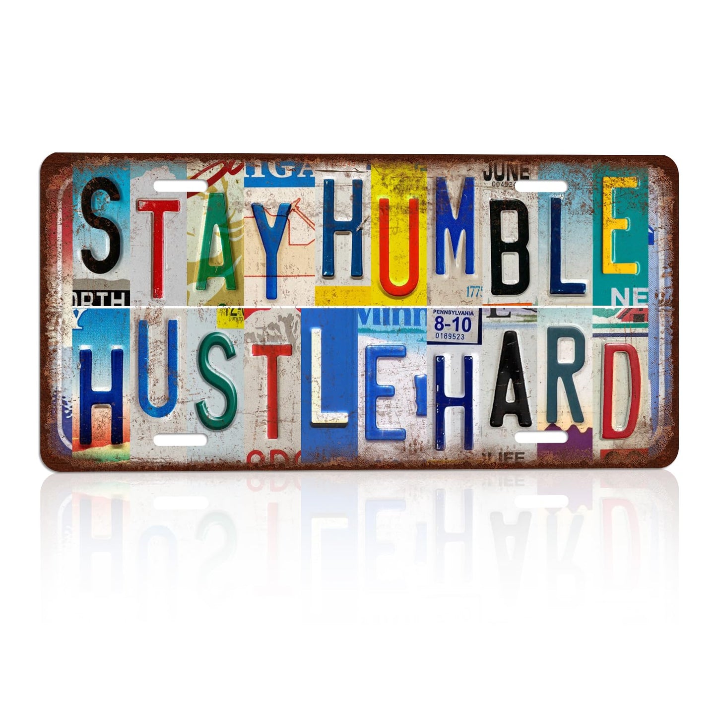 CHCdecor Stay Humble Hustle Hard Metal Tin Sign Motivational Wall Decor for Office Gym Studio 12x6 Inch