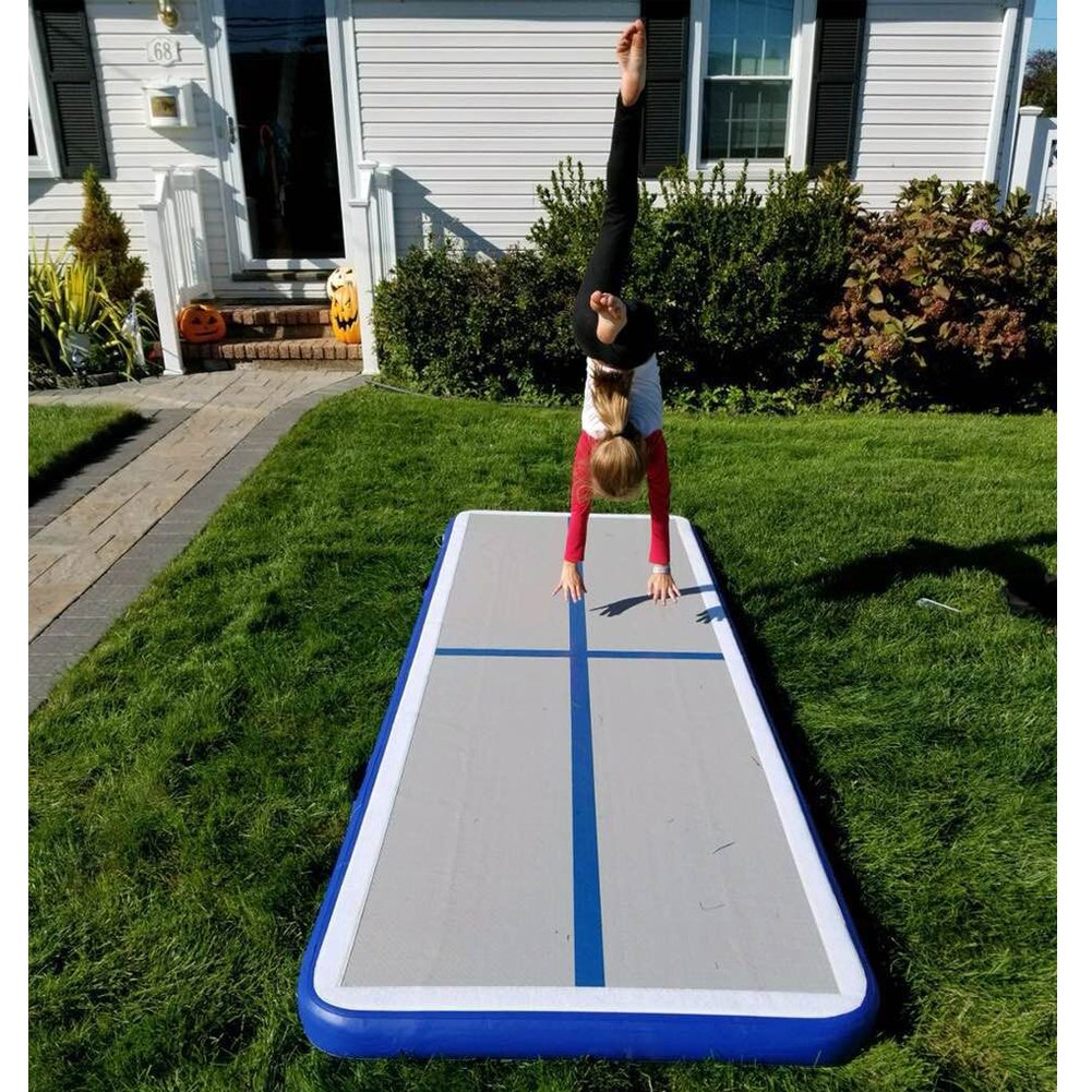 EZ GLAM 10ft/13ft/16ft/20ft Air Mat Tumble Track Inflatable Gymnastics Tumbling Track Mat with Electric Air Pump for Cheerleading/Practice/Beach/Park/Home use