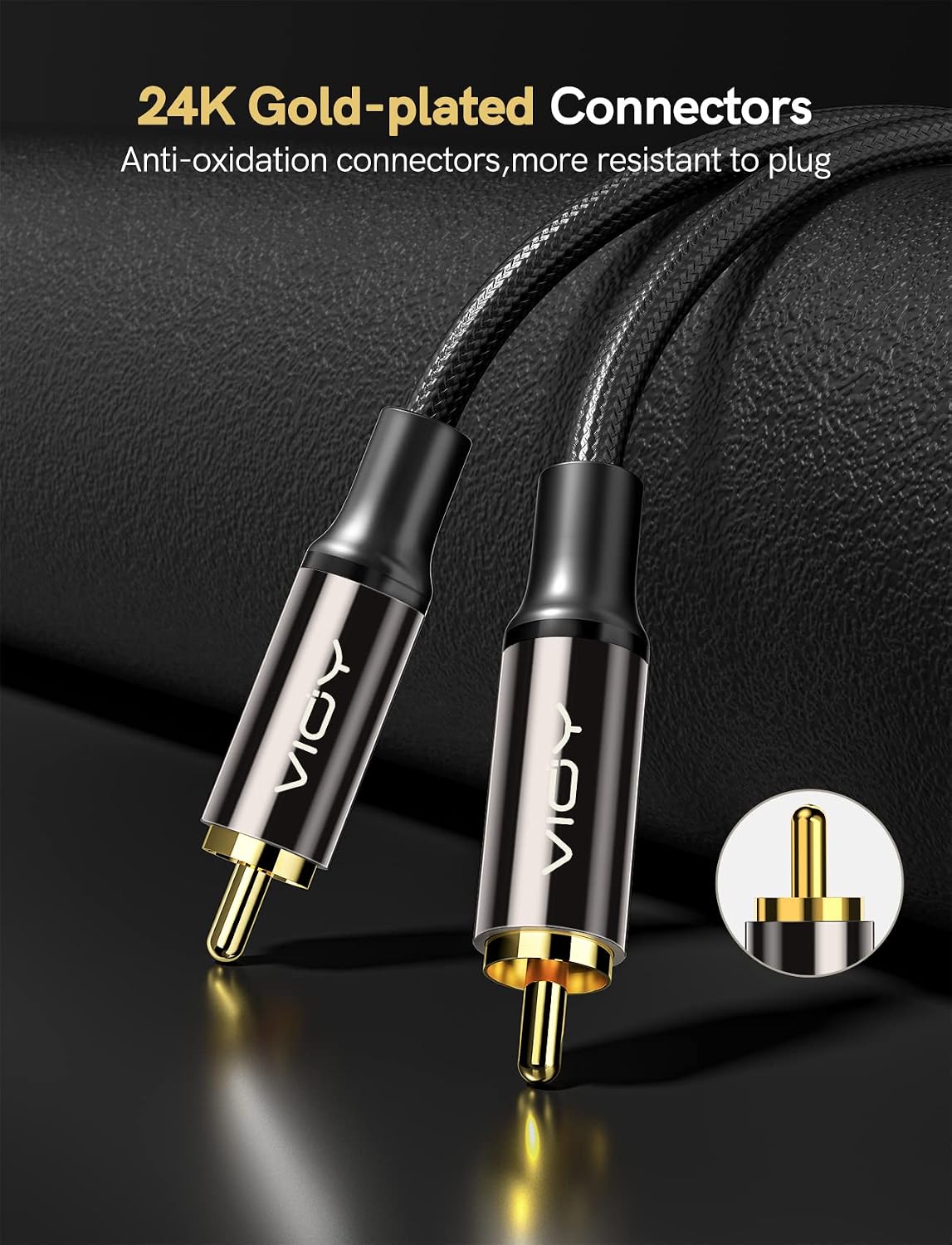 [2 Pack (3.3 FT/1 5.1 VIOY Coaxial Digital Audio Cable M), [Gold-Plated & Braided] Subwoofer Cable RCA Male to Male