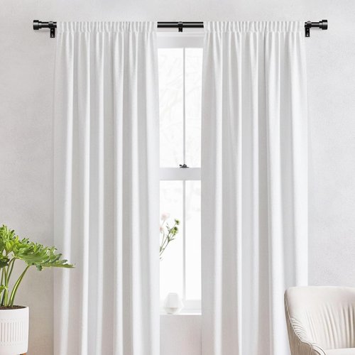 IFELS Heavy Duty Curtain Rod - Adjustable 66 to 120 Inch Black Drapery Rod with Modern Design & Easy Installation