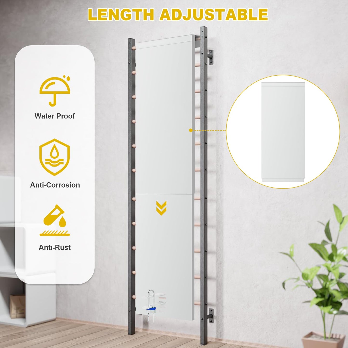 HomiShare Fixed Ladder Safety Guard, Tool-Free Install for 16"-19.25" Rungs, Anti-Theft & Weatherproof with Padlock