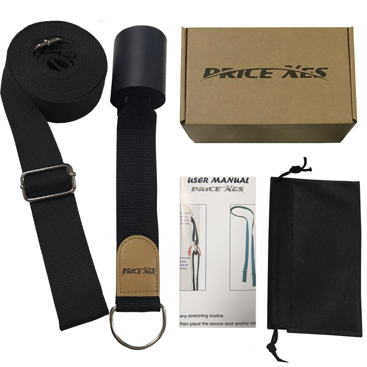 Door Flexibility & Stretching Leg Strap - Great for Ballet Cheer Dance Gymnastics or ANY Sport Leg Stretcher Door Flexibility Trainer Premium stretching equipment (Black)
