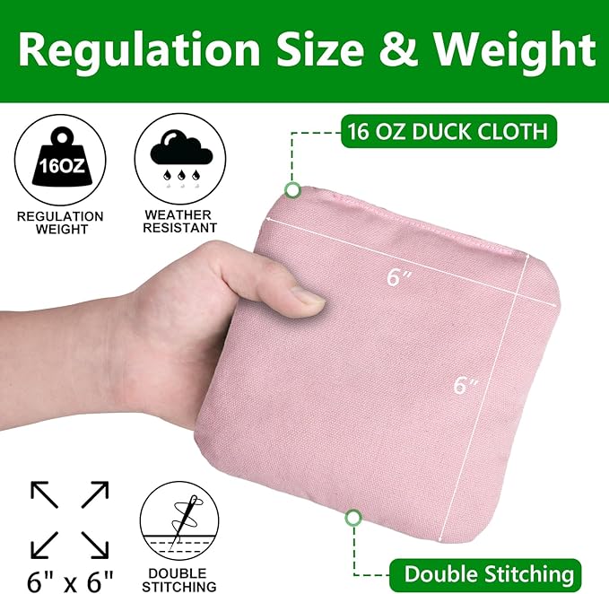 EunHo Cornhole Bags Set of 8 Regulation Size & Weight Corn Hole Bean Bags Official Professional All Weather for Tossing Game with Carry Case