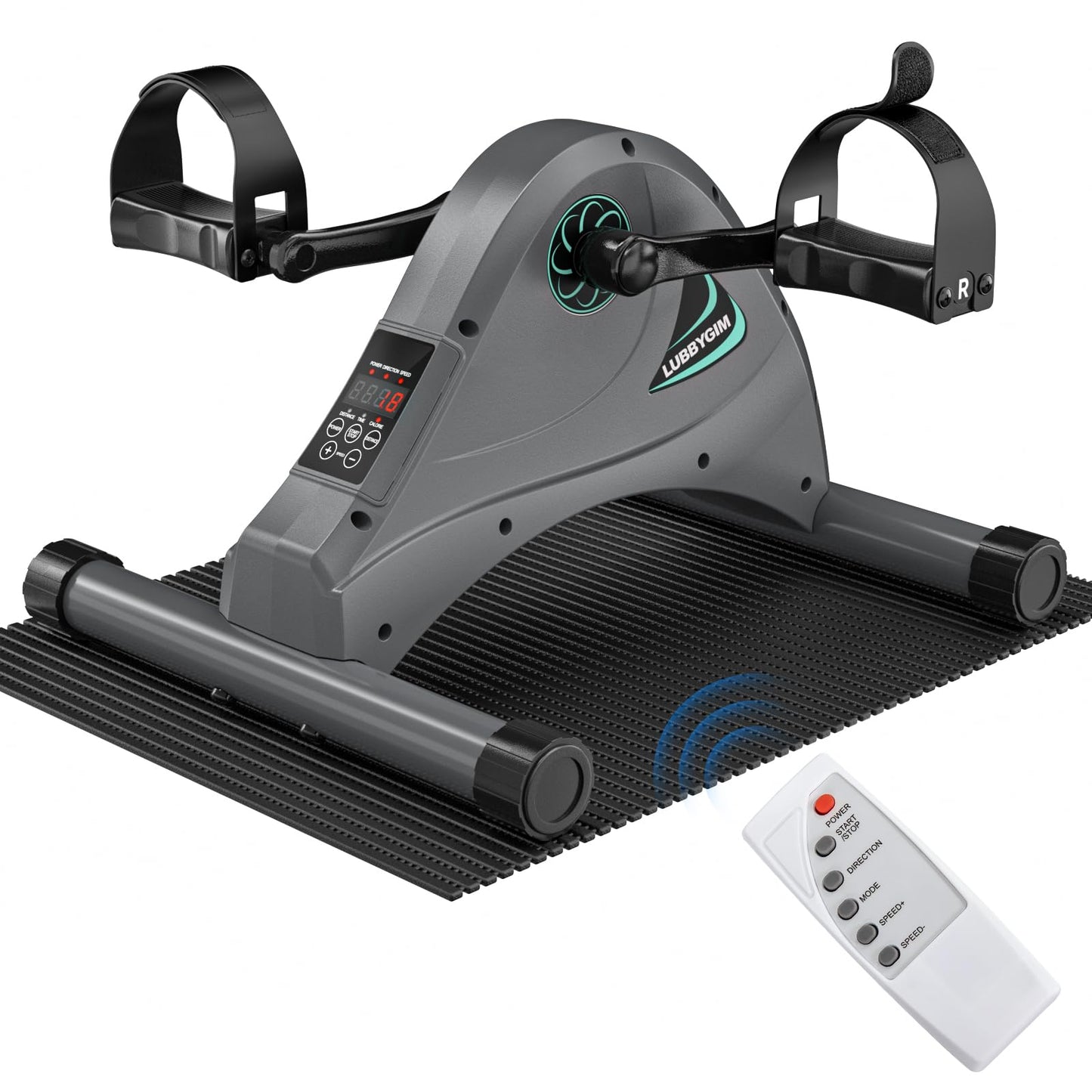 LUBBYGIM Mini Exercise Bike, Under Desk Bike Pedal Exerciser for Seniors & Physical Therapy, Electric Motorized Foot Pedal Machine for Arm and Leg Fitness, 6 Speed Levels