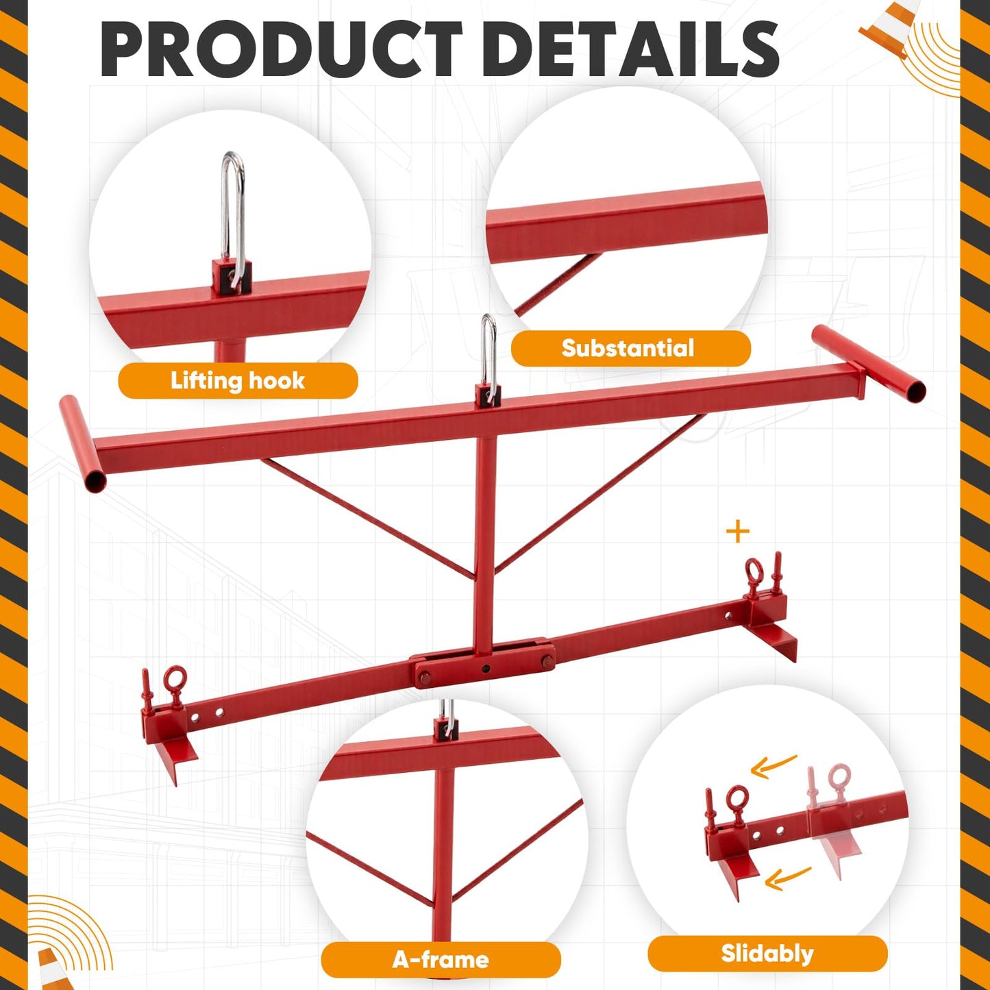 Lasnten Heavy Duty Paver Slabs Lifter & Extractor Tool, Telescopic Adjustable Brick Tongs Cutter Handle Block Mover for 20 to 39 in Slabs for Landscaping, Construction Team, DIY, Masonry Driveway