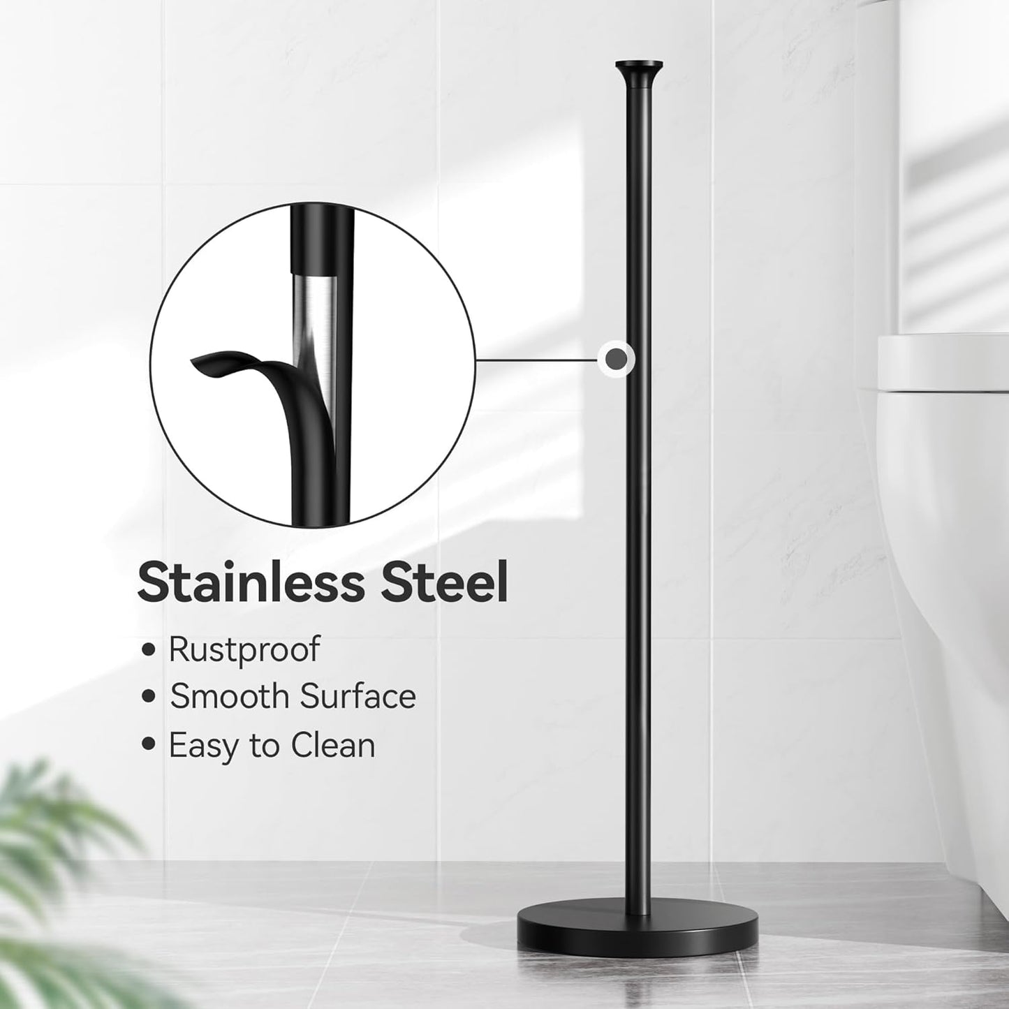 Skiennix Toilet Paper Holder Stand - Free-Standing Stainless Steel Design with Reserve Function