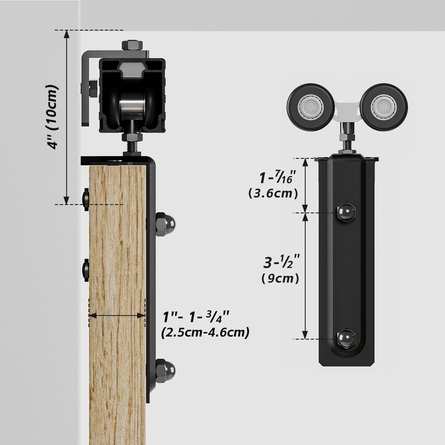 10FT/120'' Box Rail Sliding Barn Door Hardware Kit Aluminium Alloy Wall Mount, Smooth and Heavy Duty for Double Door (NO Door Panel)