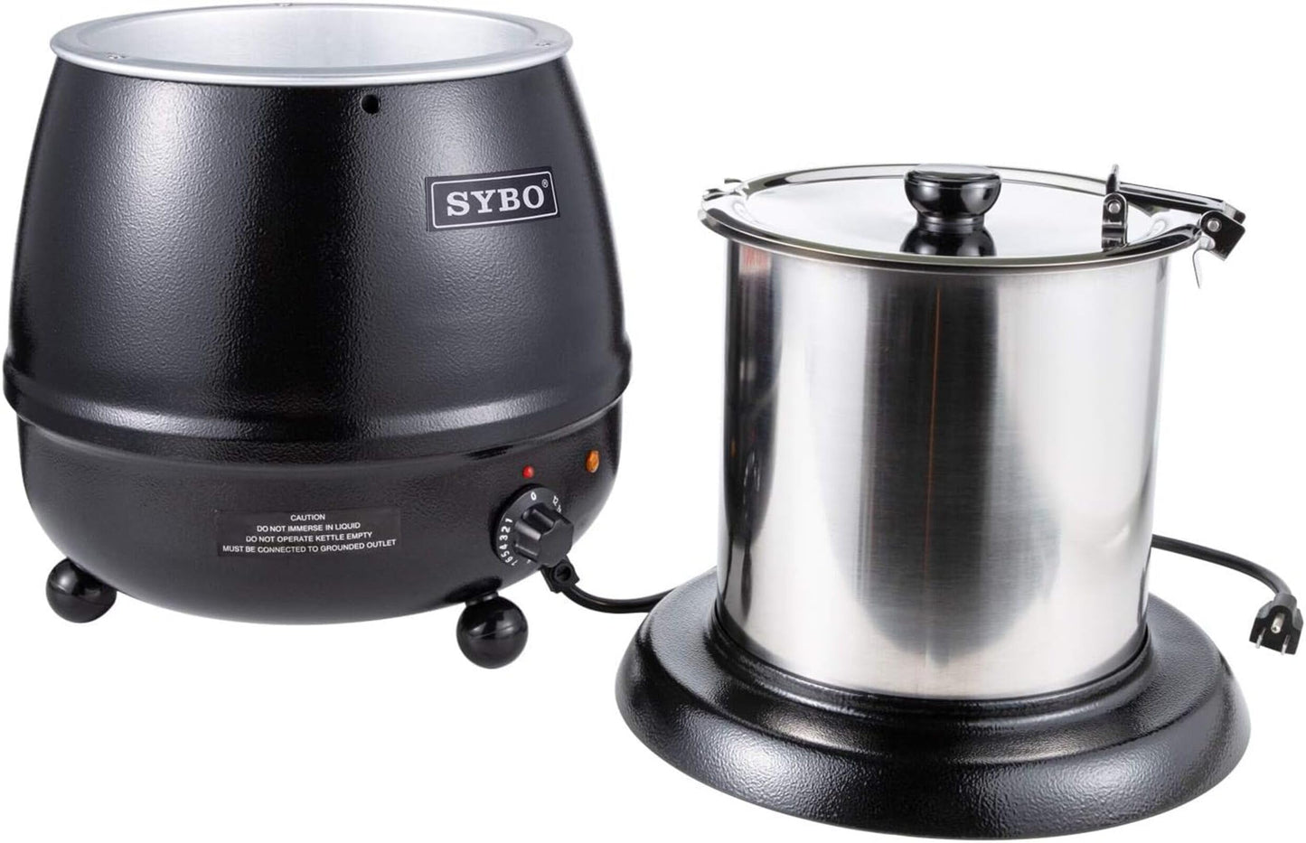 SYBO SB-6000 Commercial Grade Soup Kettle with Hinged Lid and Detachable Stainless Steel Insert Pot for Restaurant and Big Family, 10.5 Quarts, Black