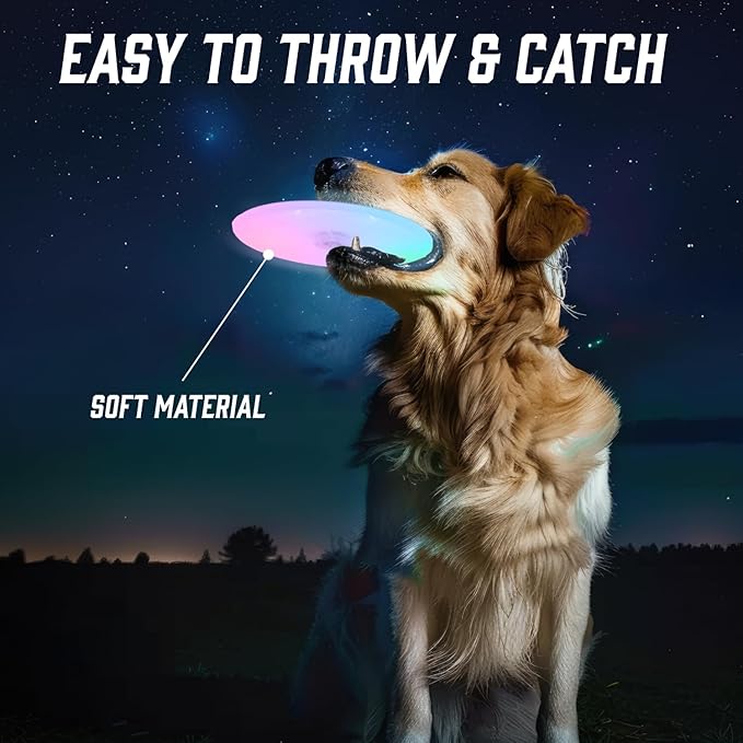Lite N Bite LED Flying Disc - Light Up Dog Disk with Multi-Color LED, Batteries Included