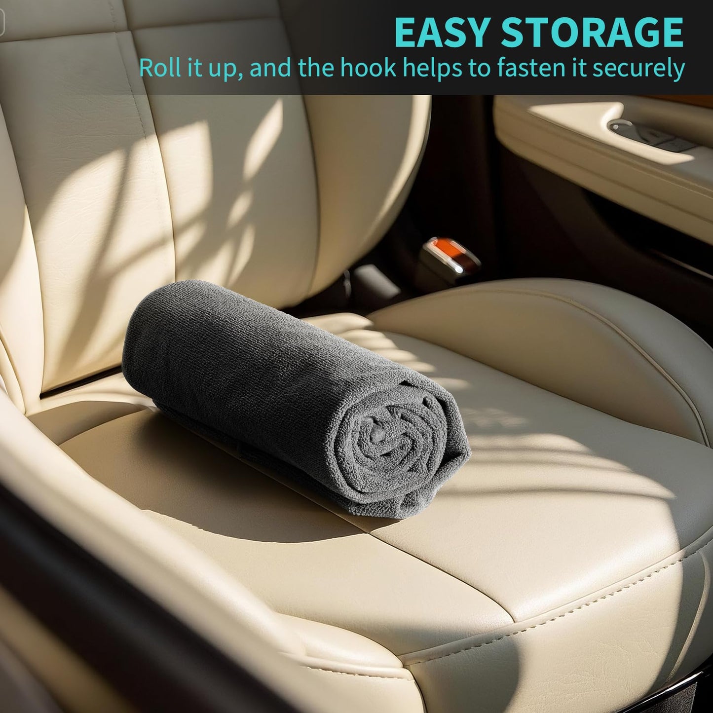 Movetility Waterproof 2 Pack Car Seat Towel Cover After Gym, Sweatproof Universal Fit Towel Seat Covers Washable Non-Slip Front Towel Bucket Seat Protector for Cars SUVs Vans Trucks(Black,2-Pcs)