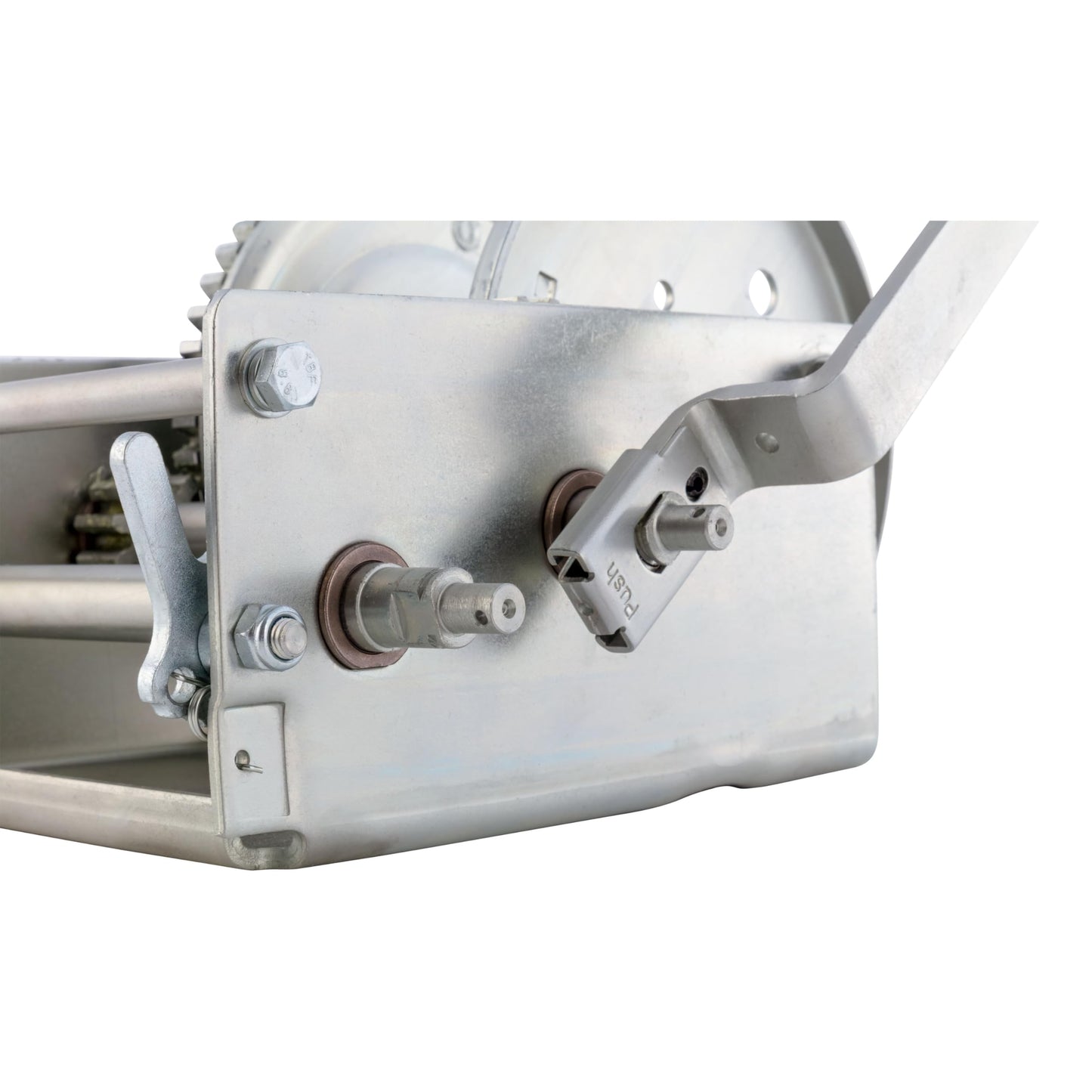 CURT 29538 Hand-Crank 2-Speed Winch, 3,800 lbs, 5.1:1 High, 15.8:1 Low Gear Ratio, 9.6" Handle