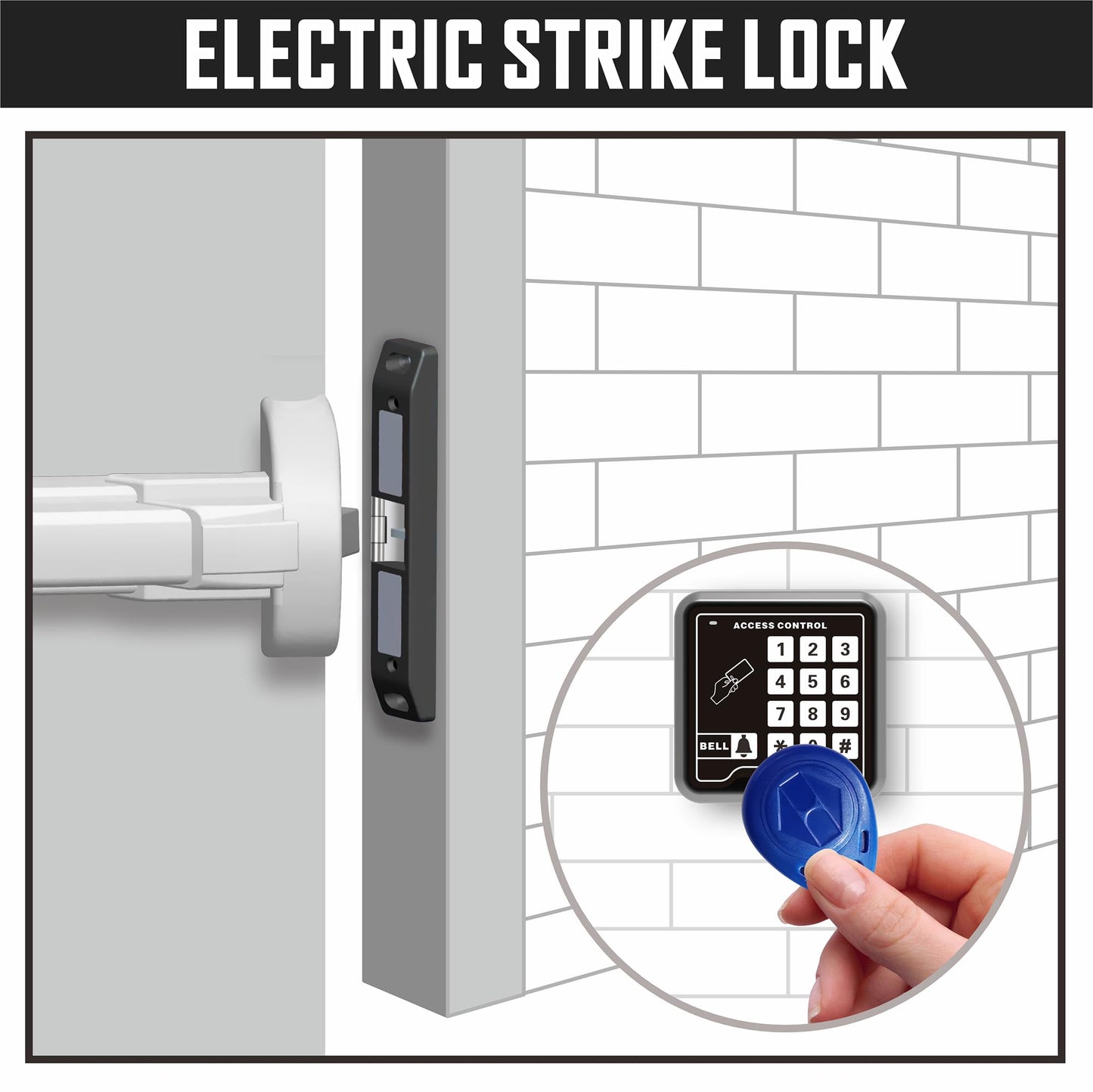 UHPPOTE Electric Strike Lock 12VDC for Access Control Fire Exit Door Rim Exit Devices with Push Bar