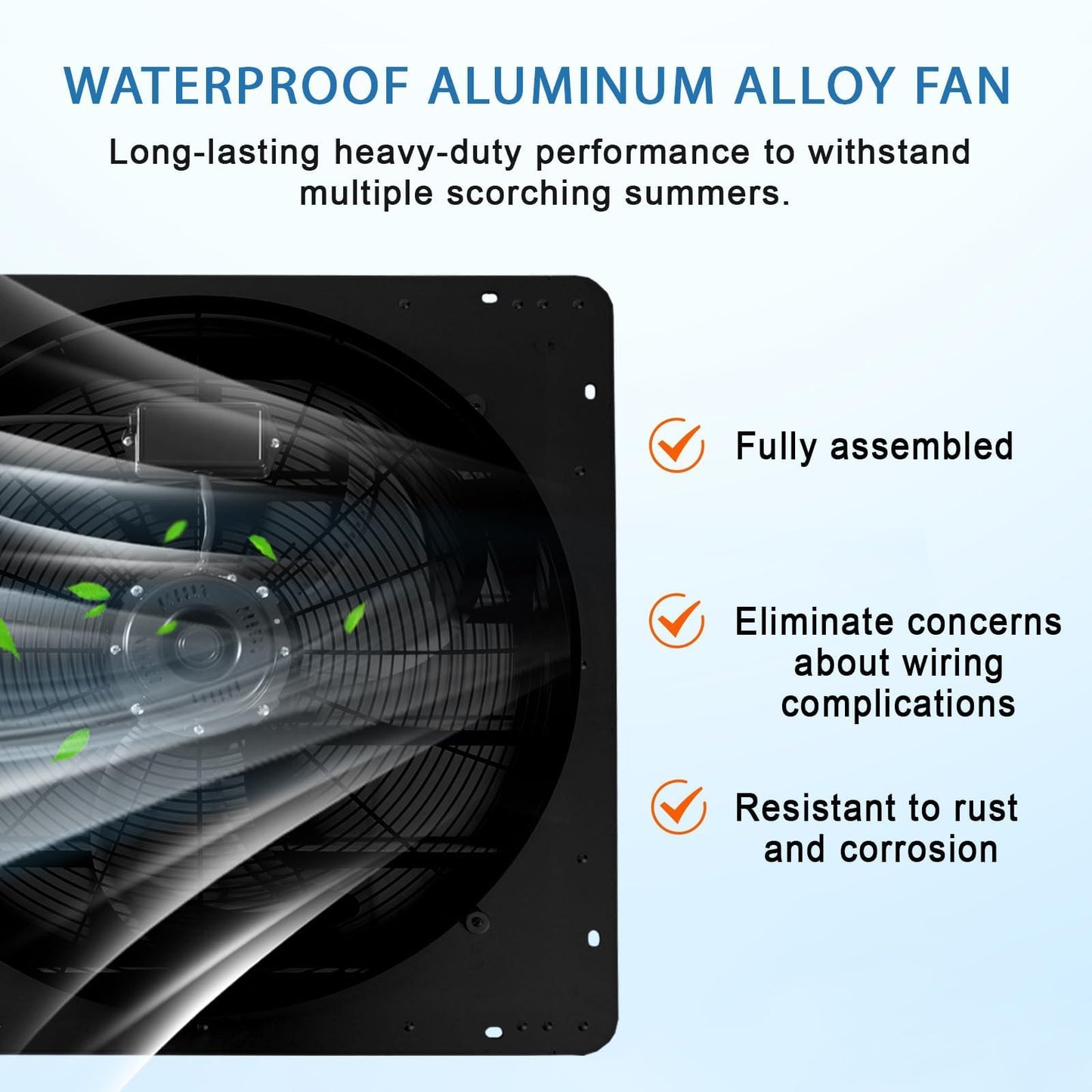 EliteEdge 20 Inch Shutter Exhaust Fan, 3500 CFM Automatic Aluminum Ventilation Fan Wall Mount, High Speed Quiet Motor for Greenhouse, Warehouse, Shop, Attic