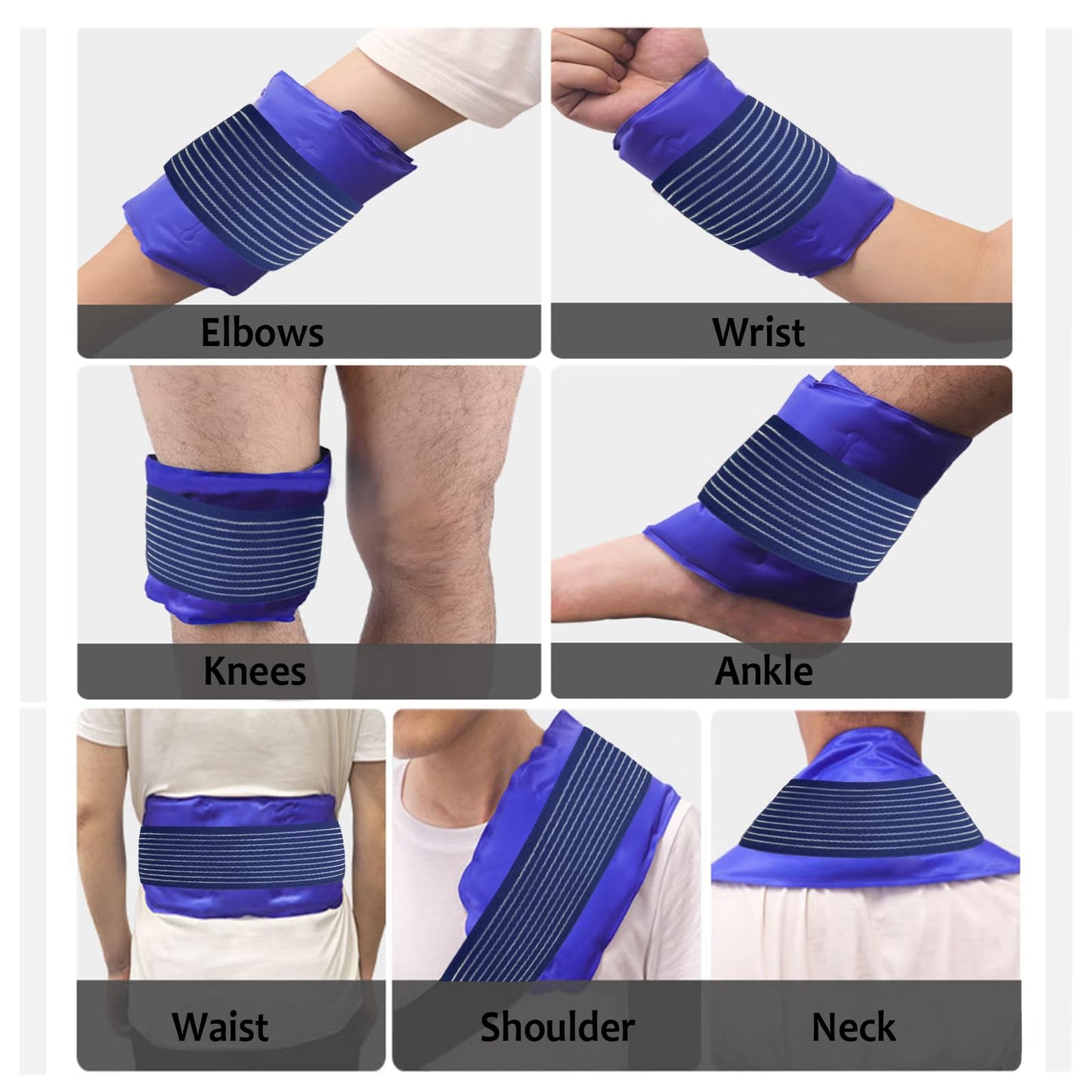 Cold Pack Strap, Elastic Belt to Wrap Cold Pack, Ice Pack Extender Strap, Add Length to Most Ice Pack, Multifunctional (Blue)