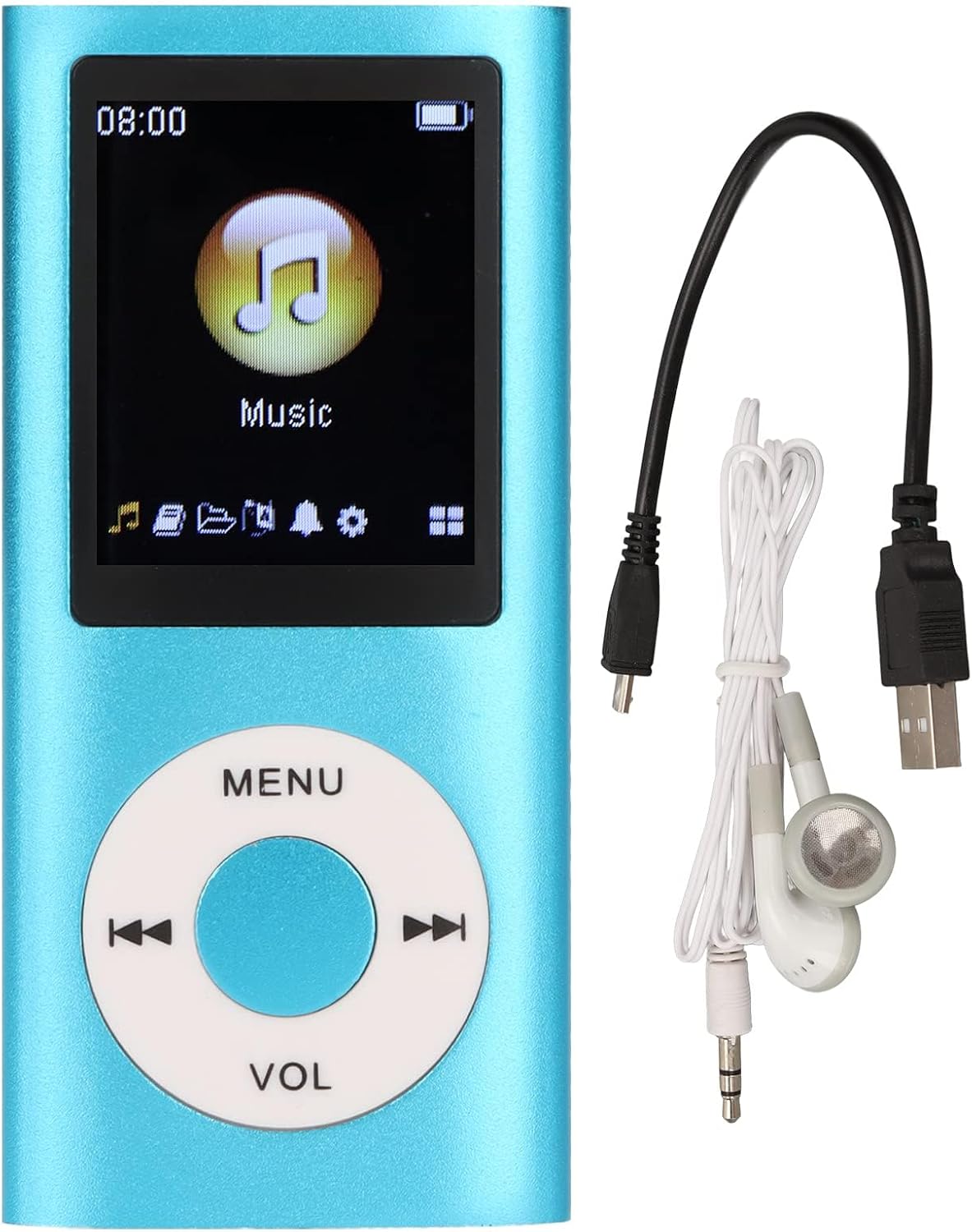 SUNGOOYUE MP3 1.8 Inch MP3 Player Stylish Multifunctional Lossless Sound Slim LCD Screen Portable Music Player (Blue)