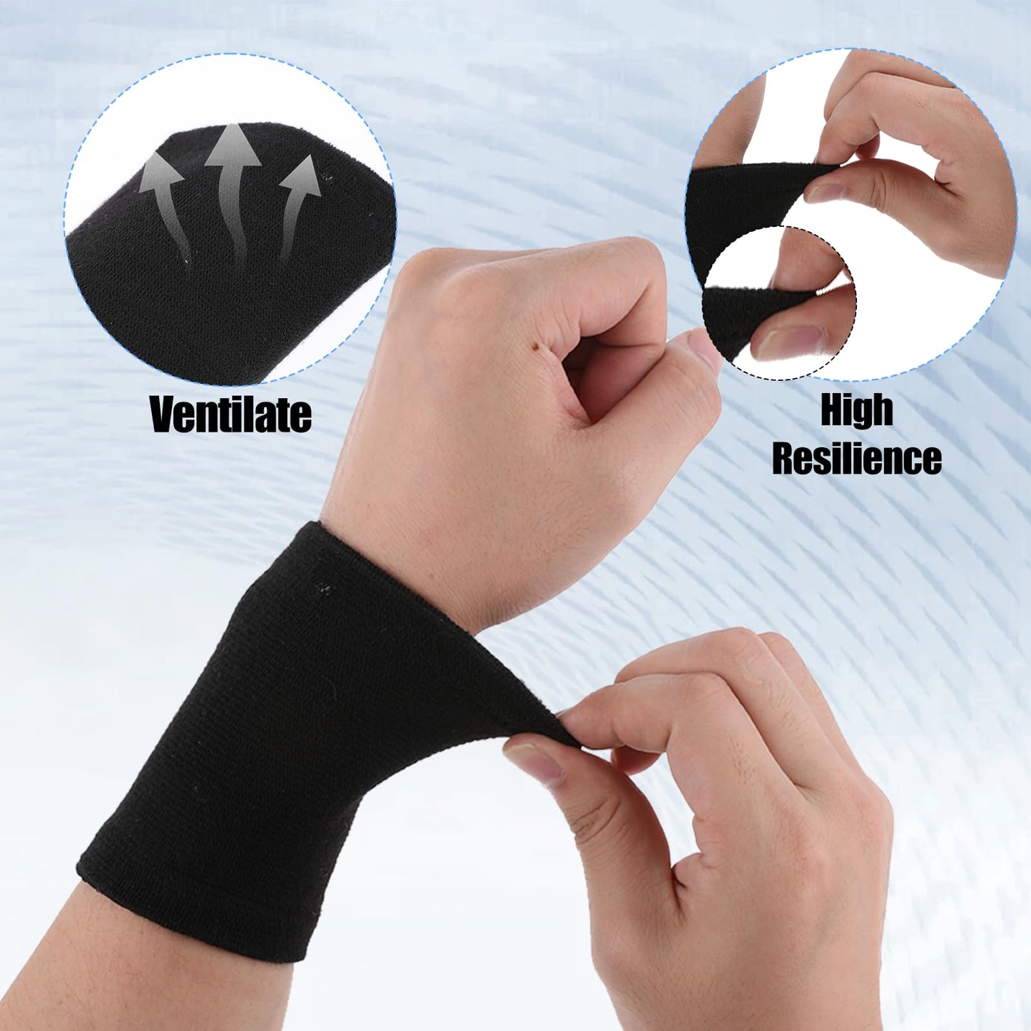 2 Pairs Wrist Compression Sleeve, Nylon Wristbands Brace for Support Wrist, Soft Elastic Sport Support Wraps for Wrist Protect, Carpal Tunnel Wraps Protector for Basketball Volleyball Golf Playing