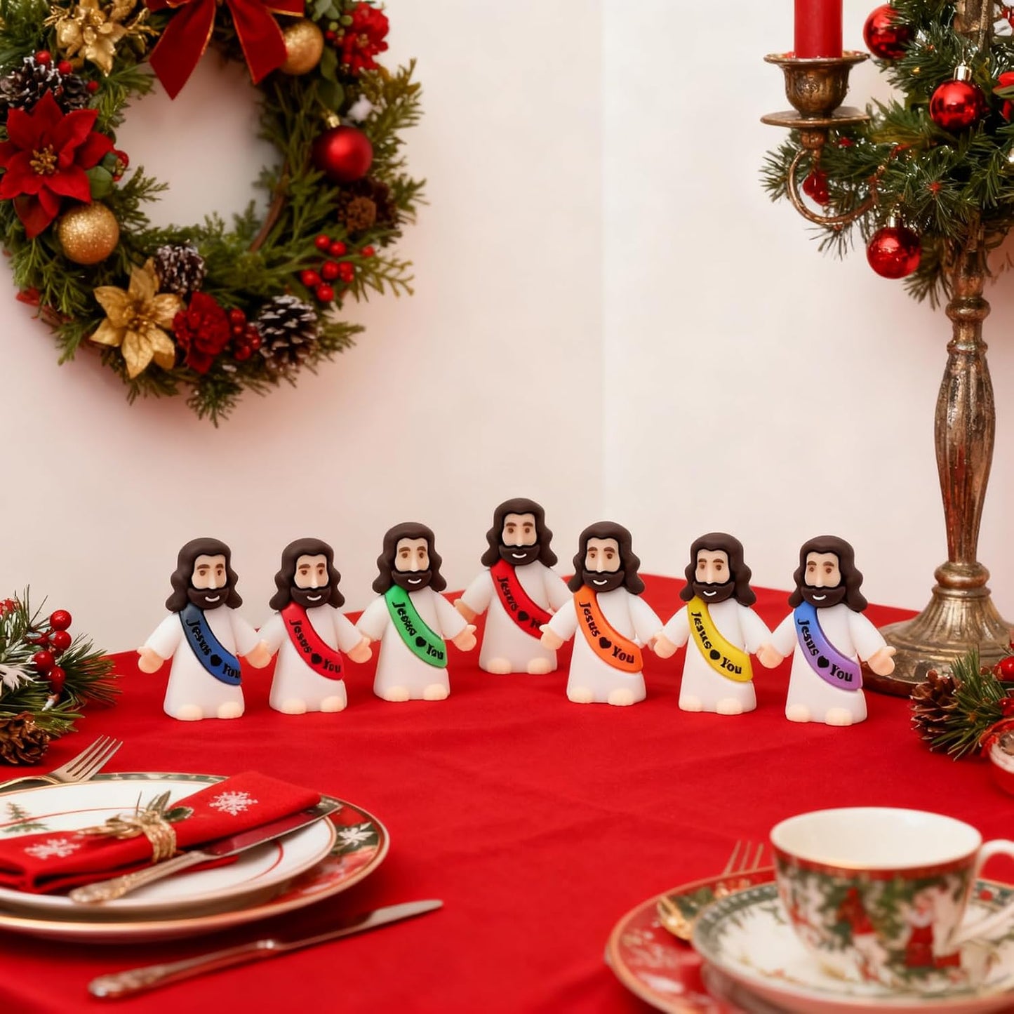Owurha Mini Jesus Figurines - 50 Pcs Tiny Religious Figures for Sunday School & Baptism Gifts