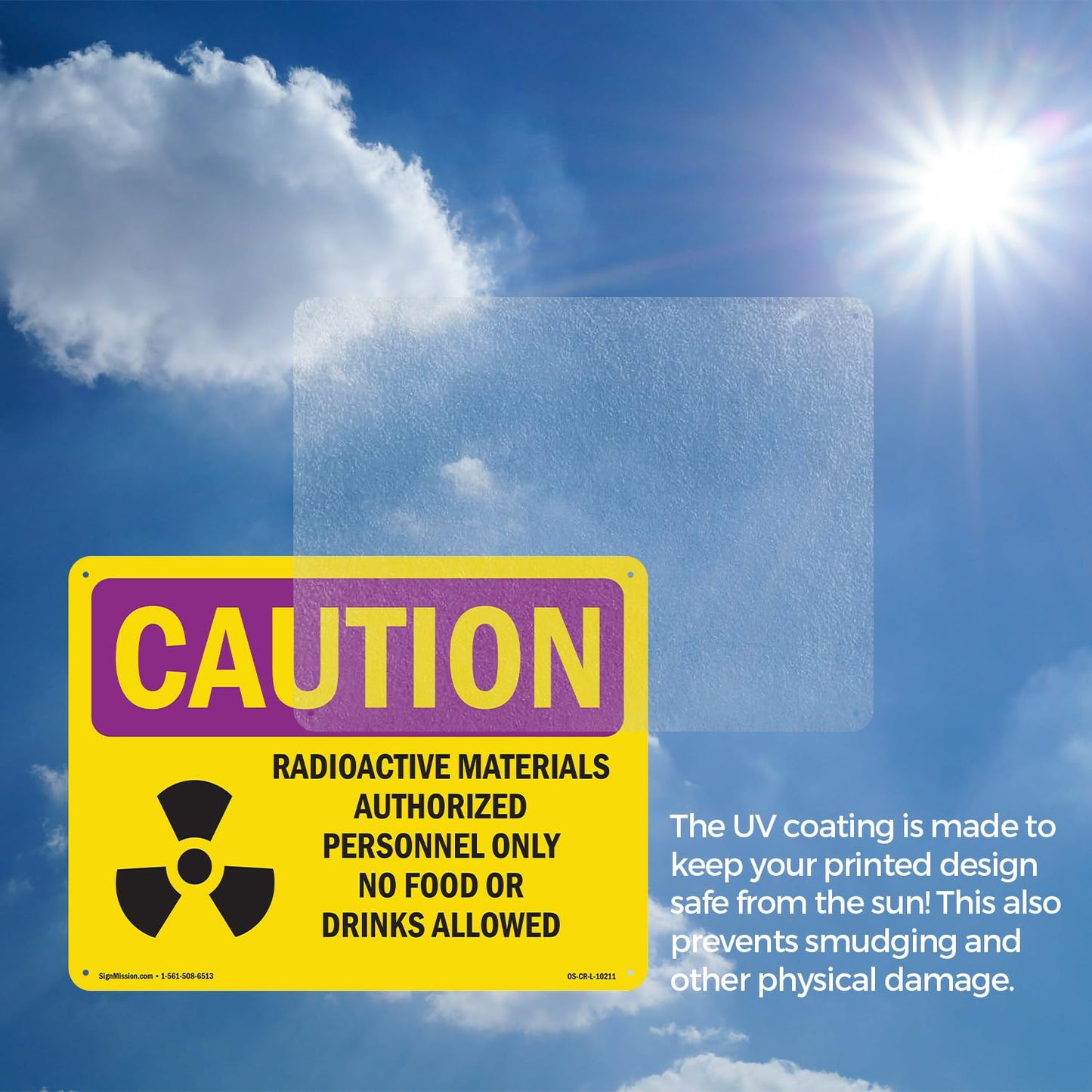 Radioactive Materials Authorized With Symbol OSHA Caution Radiation Aluminum Sign 24 Inch x 18 Inch - 10 Pack