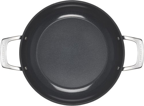 Le Creuset Non-Stick Ceramic Shallow Braiser - 3.5 Qt with Glass Lid for Easy Cooking