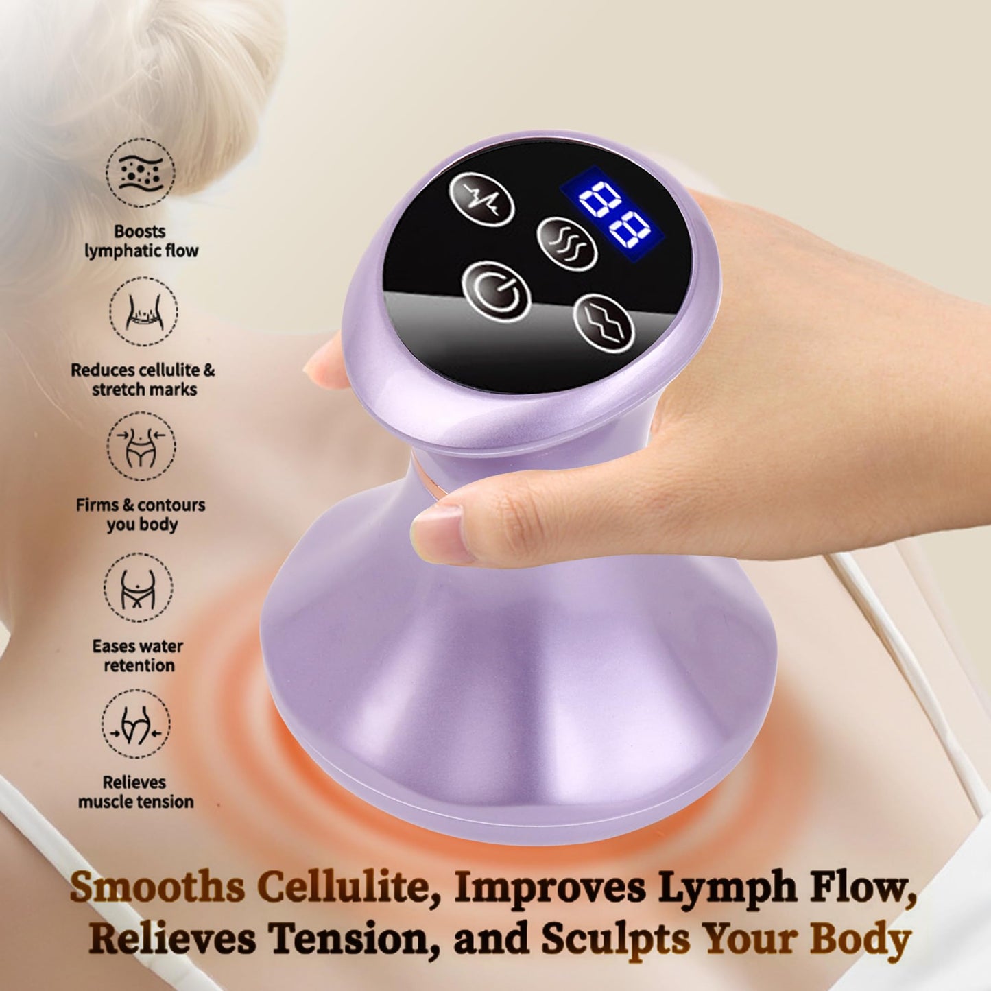 SHANOER 4-in-1 Lymphatic Drainage Massager - Anti Cellulite Massage Tool with Heating/Vibration/Red Light/Microcurrent,Body Sculpting Machine for Legs/Belly/Back/Hips/Reduce Stretch Marks & Cellulite
