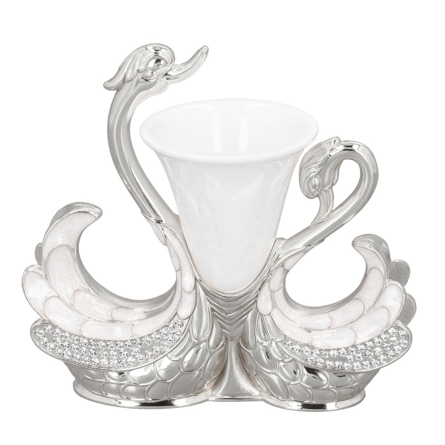 Coffee Dessert Spoon Fork Set, Swan Base Holder Dinnerware Set with 6 Spoons, Luxury Exquisite Elegant Swan Shape Spoon Holder, Zinc Alloy Decorative Swan Flatware for Coffee