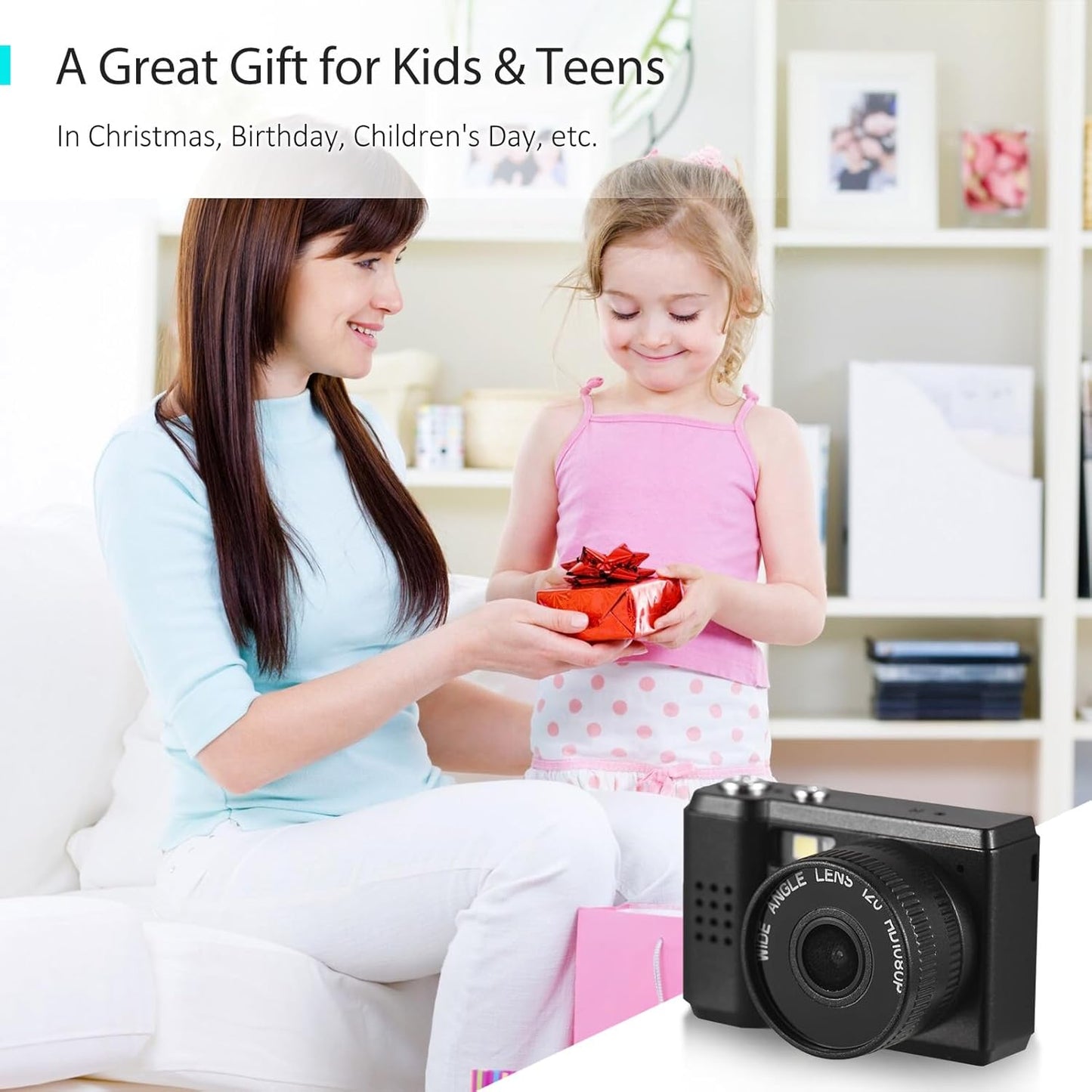Andoer 1080P Mini Digital Video Camera Camcorder Built-in Battery with LCD Screen Flash for Photo Video, Black