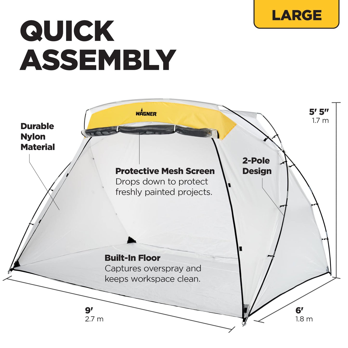 Wagner Spraytech 0529091 FLEXiO 5000 Stationary HVLP Paint Sprayer, Sprays Unthinned Latex & C900038.M Large Spray Shelter with Built-in Floor & Screen, Portable Paint Booth for DIY Spray Painting