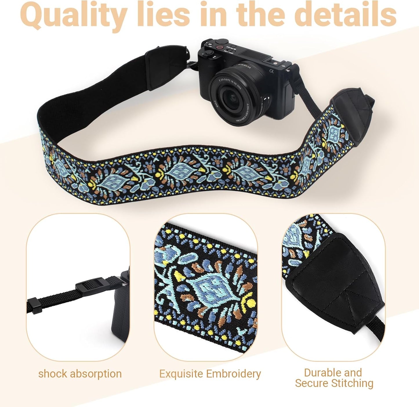 Zwxejcb Camera Strap Neck Shoulder Strap with Quick Release Buckles for DSLR SLR