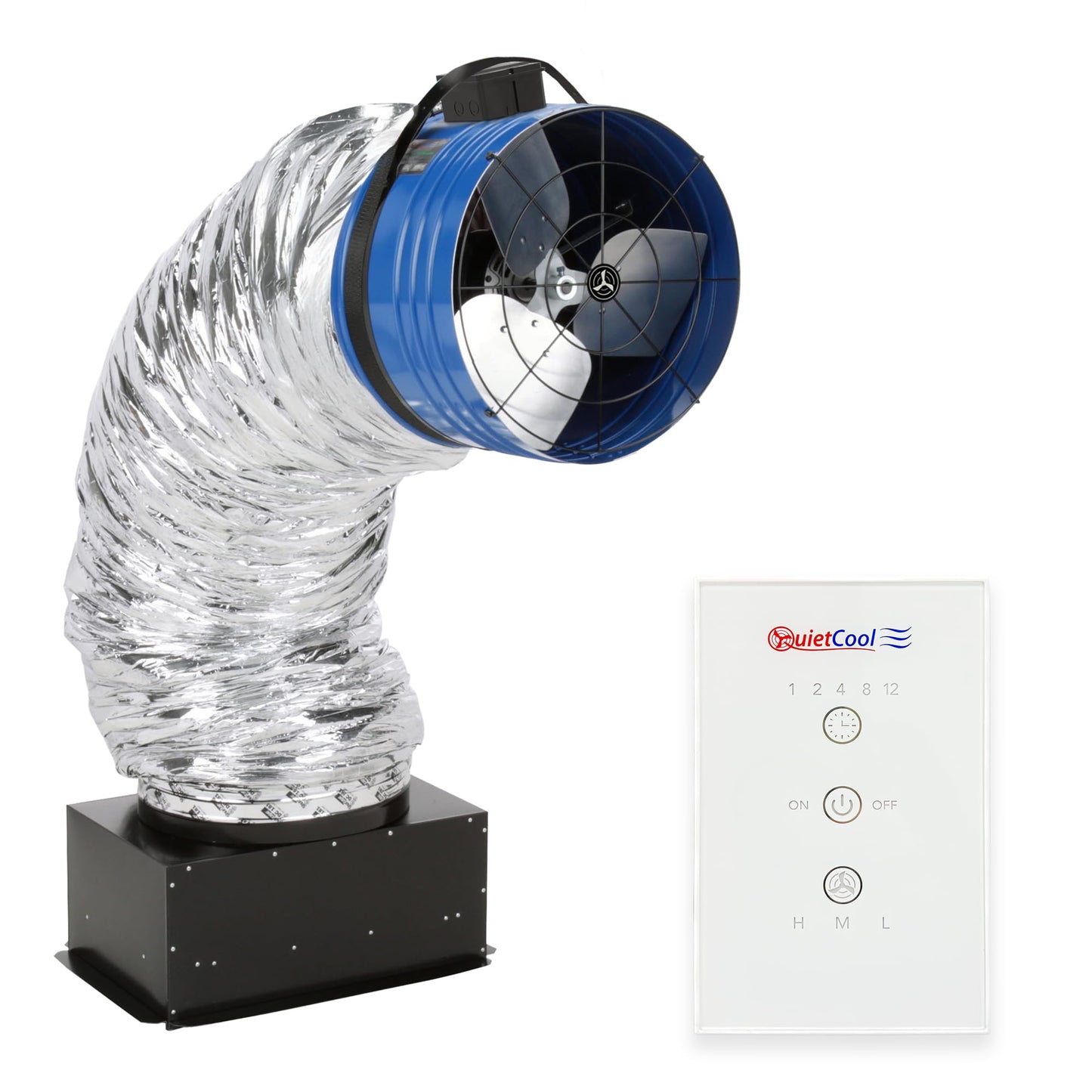 Quietcool QC CL-3100 RF Classic Advanced Whole House Fan with Wireless Control - Up to 3126 CFM - Two Speed - Covers up to 1,608 SQFT - 10 Year Warranty - Removable Grille