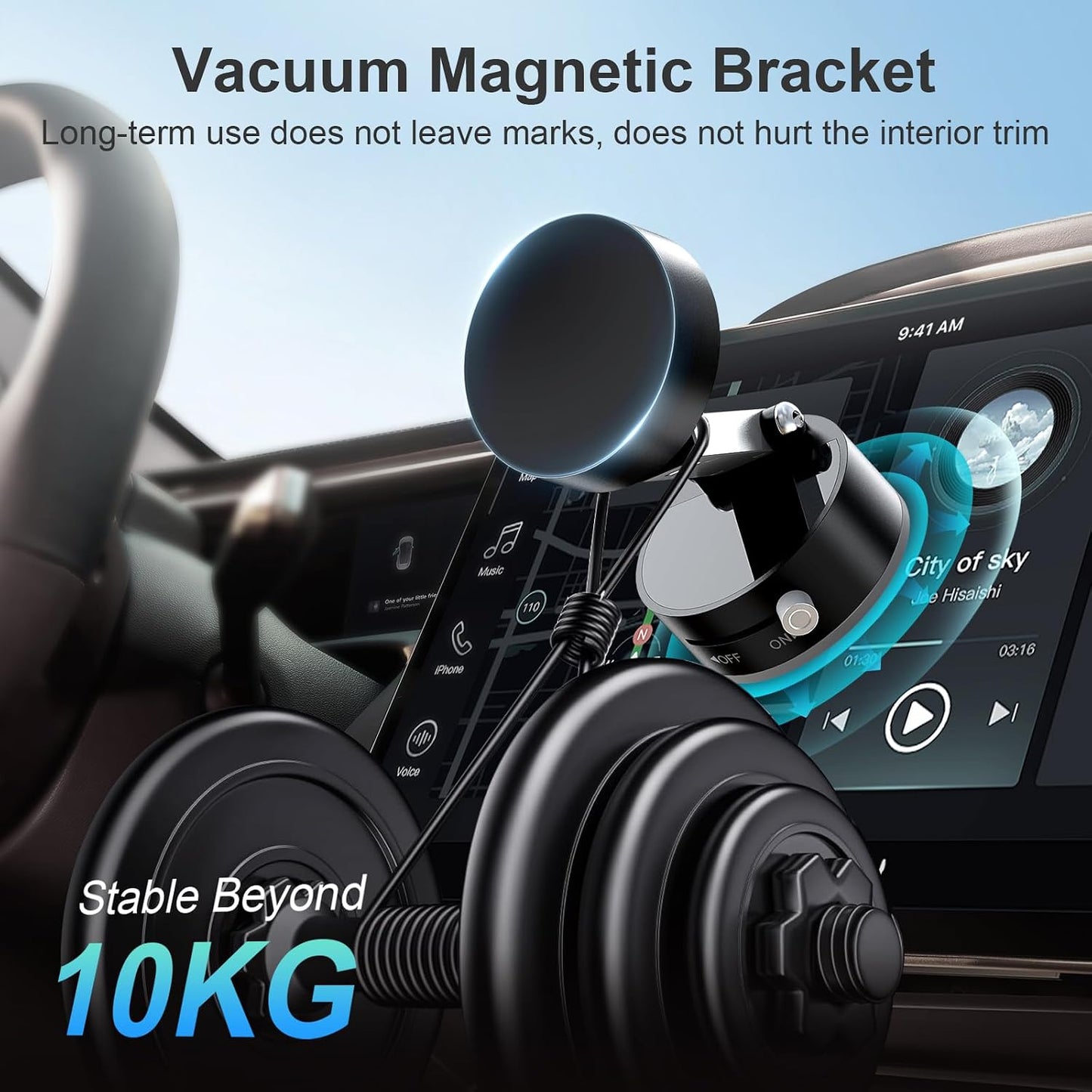 Amoner 2025 360 Vacuum Magnetic Suction Phone Holder, Upgrade Retractable Suction Cup Phone Mount, Foldable Magnetic