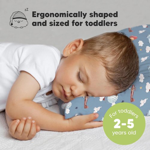 My Little Dreamy Toddler Pillow - Soft Organic Cotton Travel Pillow with Case | 13x18 Inches, Machine Washable, Ideal for Ages 2-5