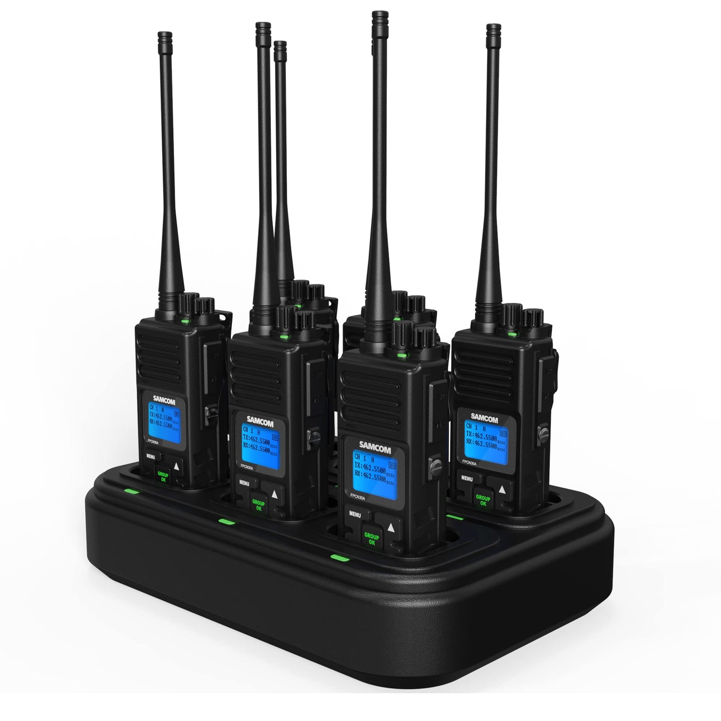 SAMCOM FPCN30A Two Way Radio Commercial with Gang Charger, Rechargeable 2 Way Radio,5W Walkie Talkie High Power, UHF Radios for Warehouse,Churches,Jobsite (6 Pcs Radio + Charger Gang)