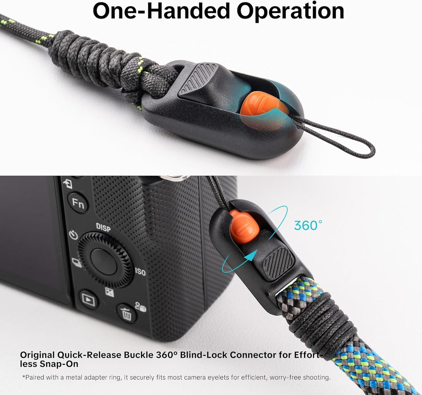 55.1lb PGYTECH Camera Wrist Strap Slim Outdoor Style, Adjustable Quick Release Anti-Drop Camera Hand Strap