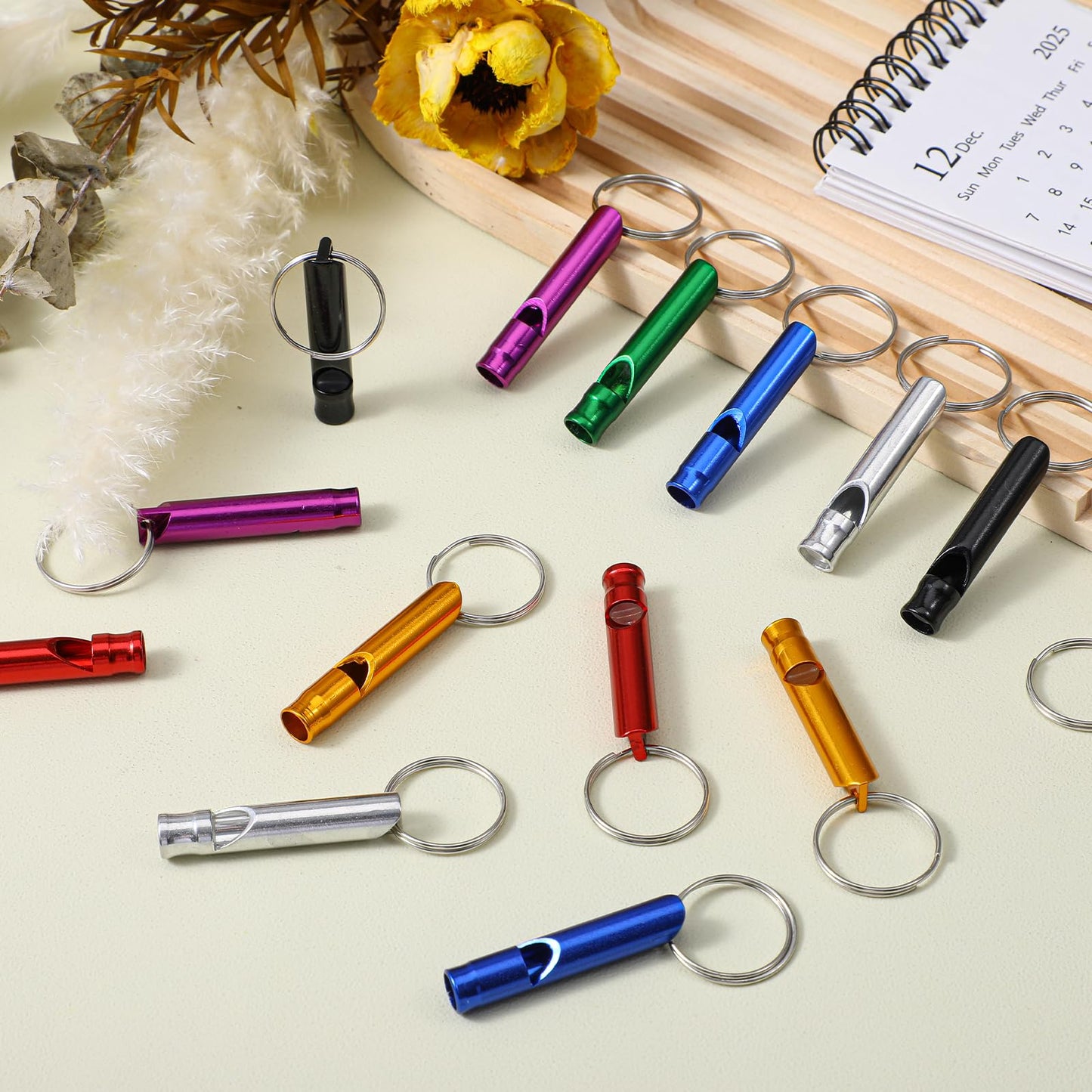 Aphumedc 140 Pcs Emergency Whistles with Keychains, Aluminum Extra Loud Survival Whistle, Bulk for Training Outdoor Sports Camping Hiking Boating Hunting, Multicolor