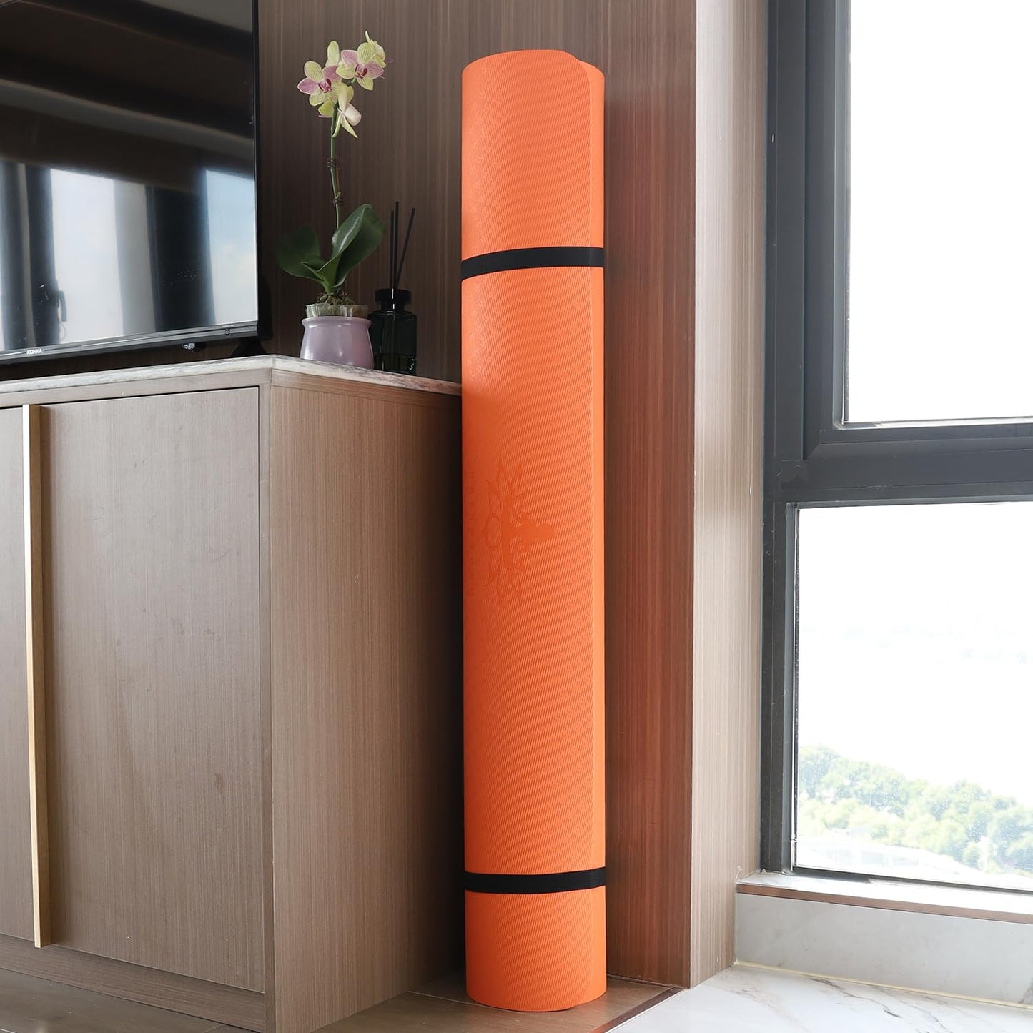 Hatha Yoga Large TPE Yoga Mat 6'x4'x1/2" Extra Thick Non-Slip Exercise Mat - for Yoga Pilates & Home Gym Workouts(Orange)