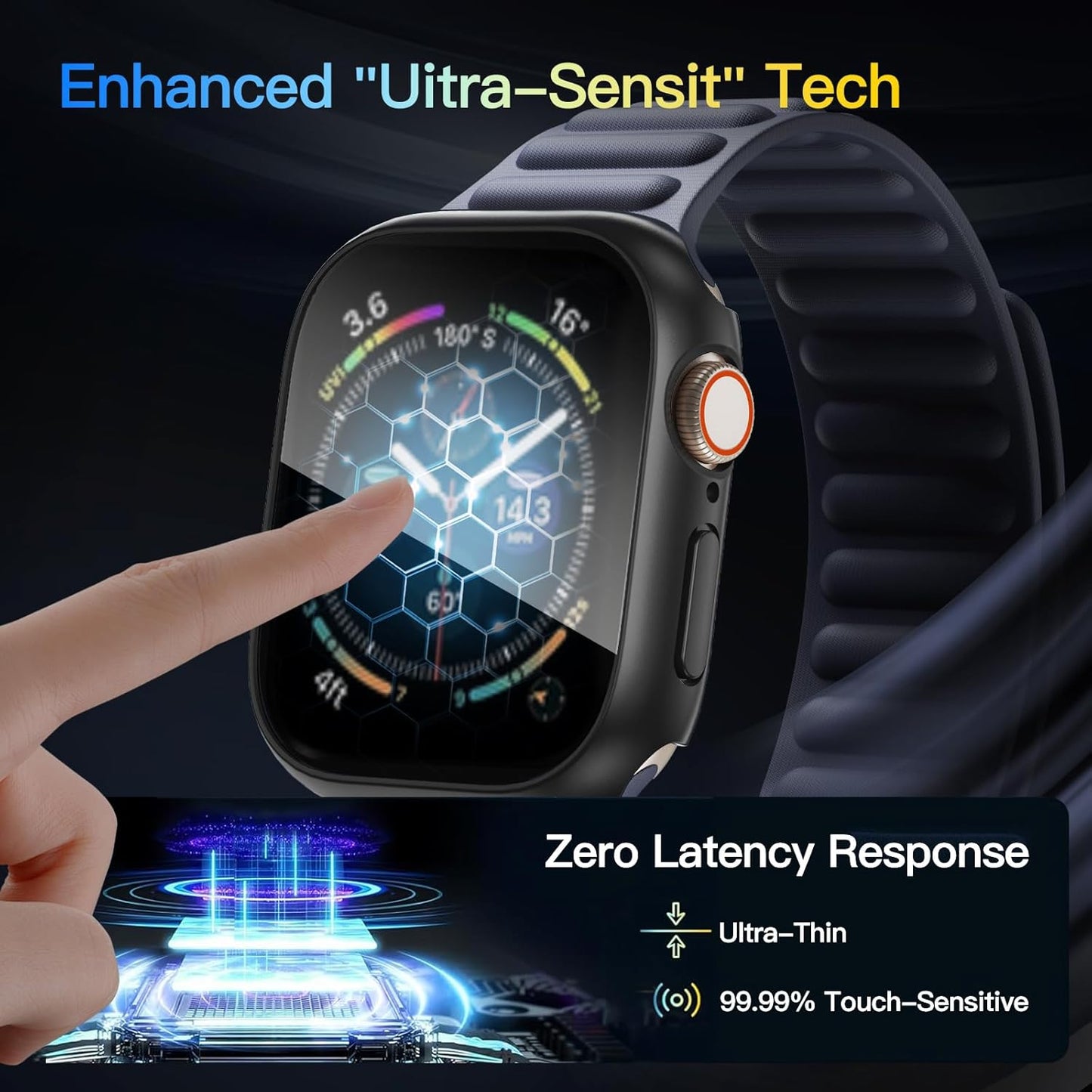 2 Pack 2nd 3 6 5 4 44mm, Waterproof Privacy Hard PC Case with Tempered Glass Screen Protector for Apple Watch SE SE Gen
