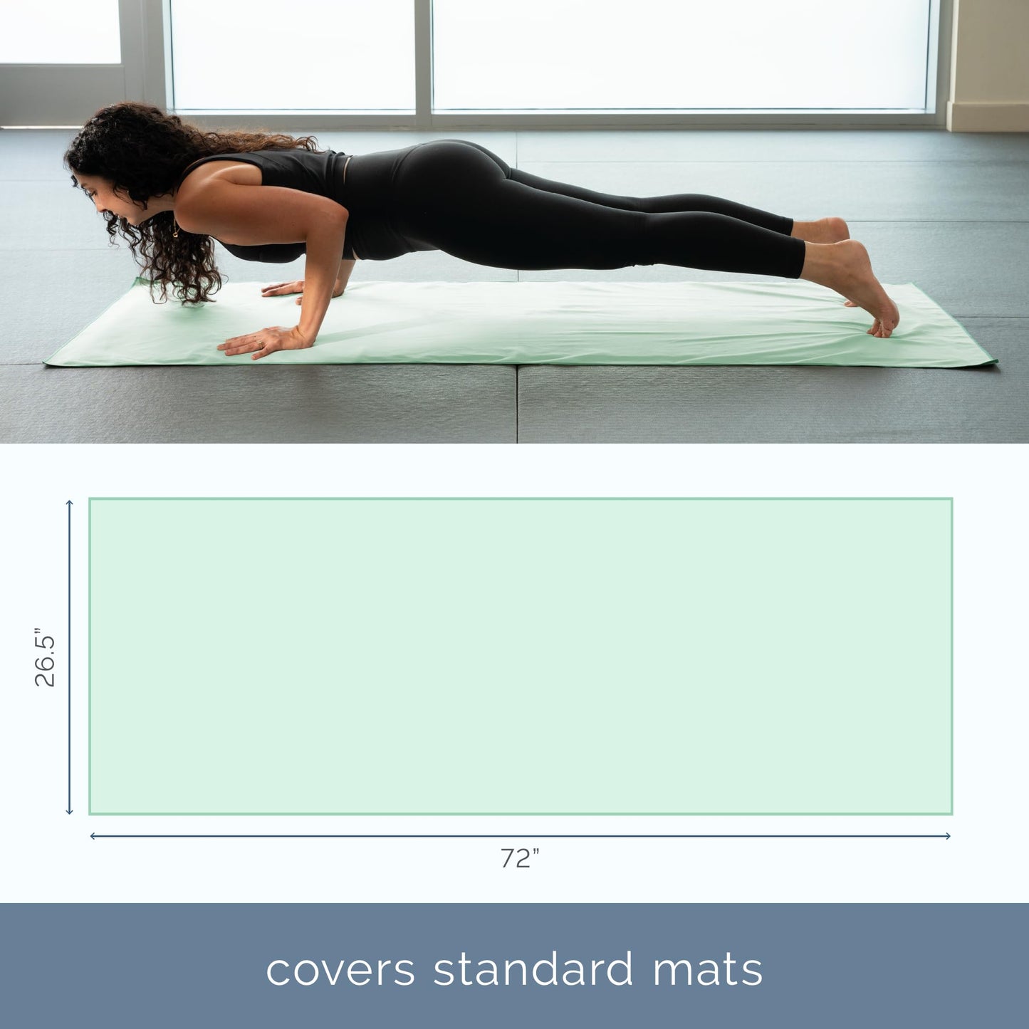 S&T INC. Microfiber Yoga Mat Towel, Quick Dry Towel, Soft and Absorbent for Gym, Pilates, and Hot Yoga Mat, 1 Pack, 26.5 inches x 72 inches, Sage Green