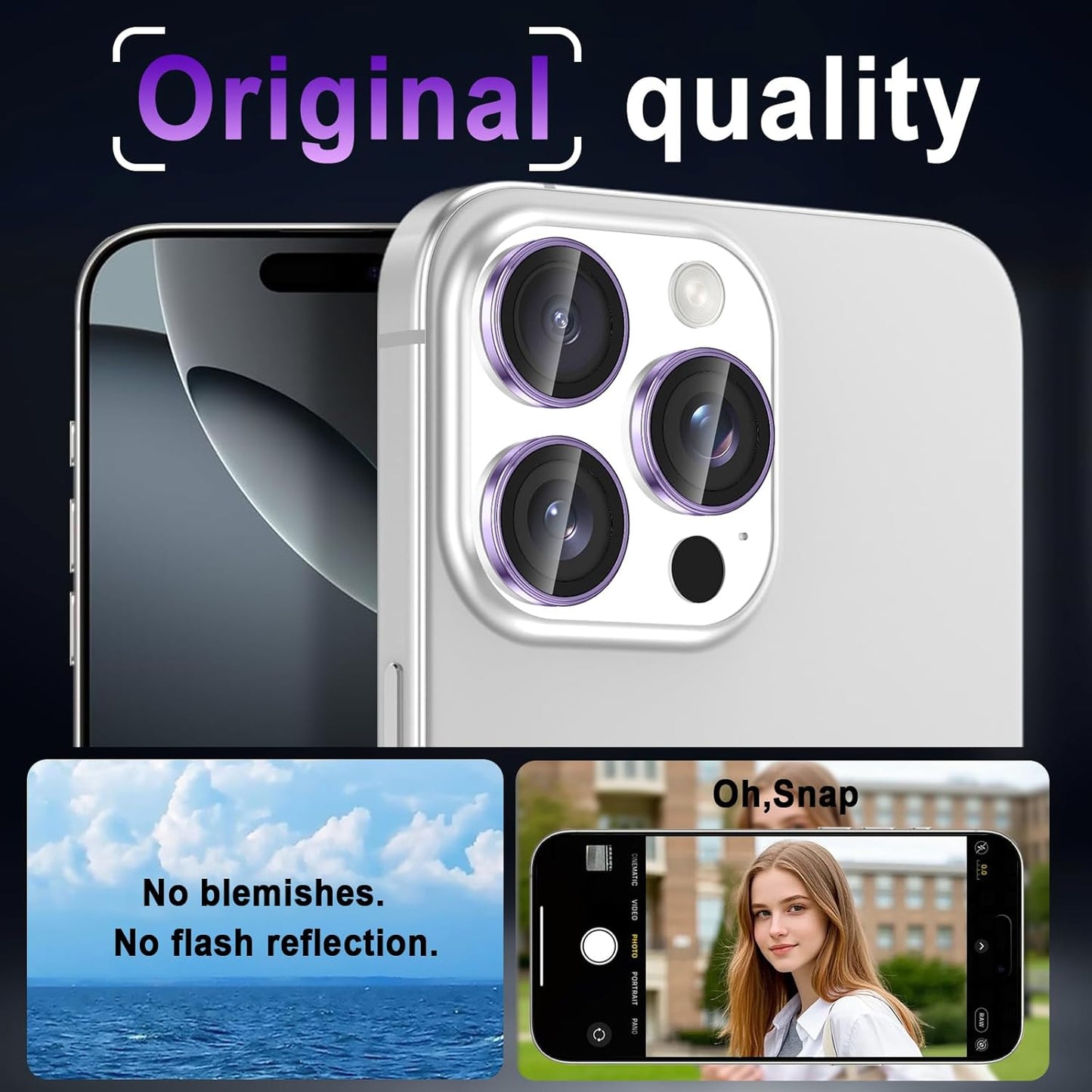 Casetego 16 16 Protector,9H for iPhone Pro Max/iPhone Pro Camera Lens Hardness,Scratch Resistant,Ultra-thin Tempered