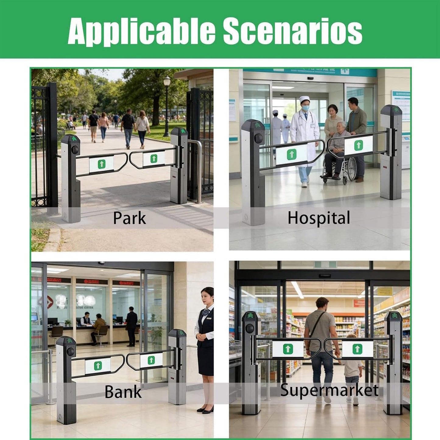 ZHIGUANYUN Automatic Closing Two-Way Safety Gate, 90° Electric Turnstile for Supermarkets, Warehouses, High-Traffic Areas, Enhanced Security, Easy Installation Stainlesssteelversion