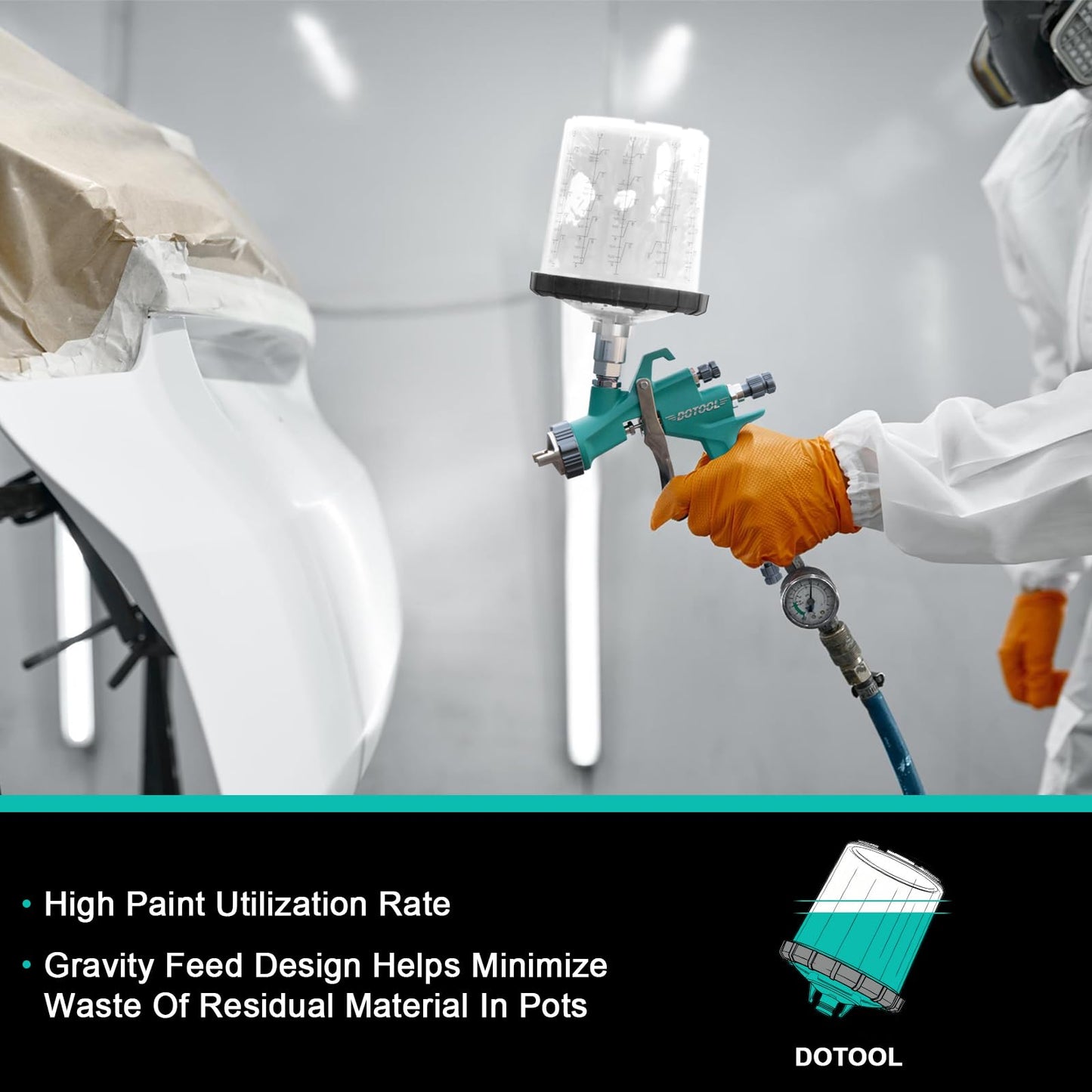 DOTOOL LVLP Air Spray Gun with 1.3/1.5/1.7mm Nozzles & Air Regulator,Automotive Paint Gun Kit, Paint Gun for House Painting, Car, Furniture, Varnish and Top Coat