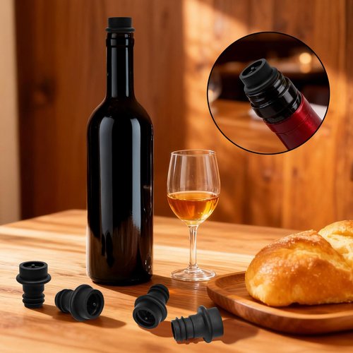 Dirvcp 12-Pack Wine Vacuum Stoppers, Reusable Silicone Wine Saver Preserver, Air Seal to Keep Wine Fresh, Universal Black Bottle Sealer Set for Red & White Wine