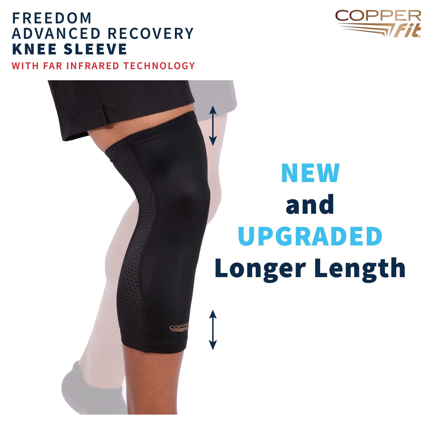 Copper Fit PRO Recovery Knee Compression Sleeve - Breathable, Second Skin Feel - Arthritis, Joint Pain, Circulation - For Men and Women (Large)