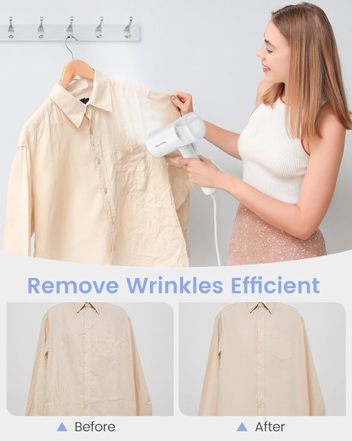 Beautural Portable Clothes Steamer - Fast 30s Heat-Up, Handheld & Foldable Design, White