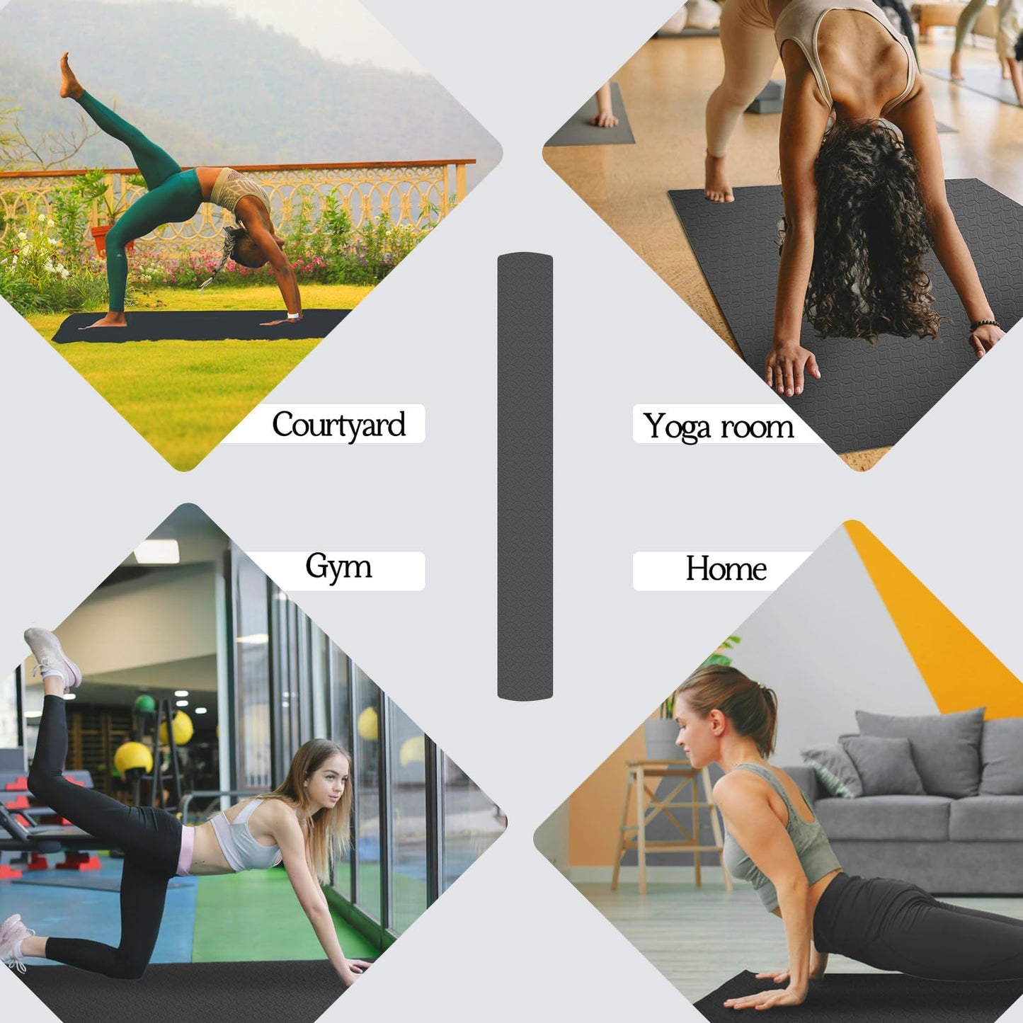 VTORY Extra Large Yoga Mat 6'x 4'x 6mm (1/4in) Thick Exercise Mat for Men and Women, Non-Slip, Durable Workout Mat for Home Workout, Yoga, Pilates, Stretching (Black)