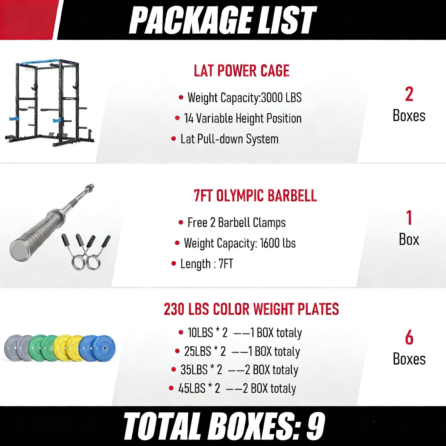 Sportsroyals Squat Rack, LAT Power Cage, Power Rack Multi-Function with Pulley System and Training Attachments for Home Gym