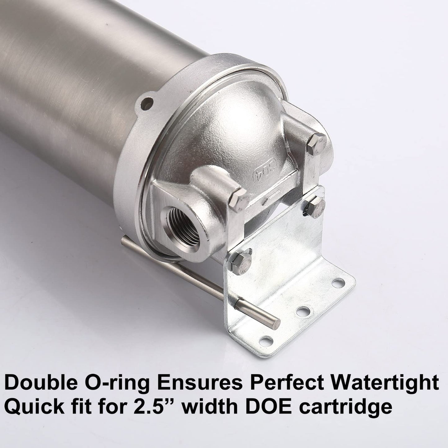 Amwater NSF/ANSI 42 Stainless Steel Whole House Water Filter Housing, 10" x 2.5" Sediment Water Filter System for Heavy Duty, Well & City Water, 3/4" NPT Port, Drain Valve Style C(Square Head)