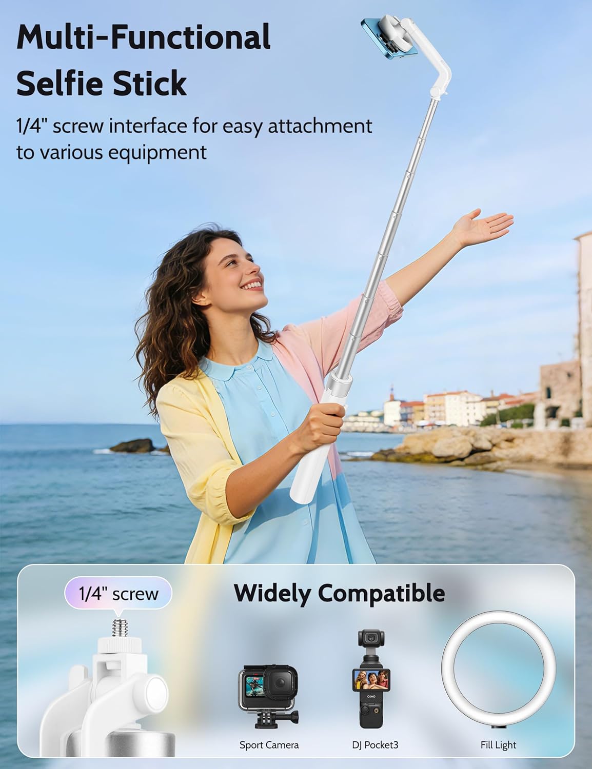 68" Magnetic Tripod for iPhone Magsafe, Phone Tripod & Selfie Stick with Rechargeable Remote for iPhone/Android/Camera
